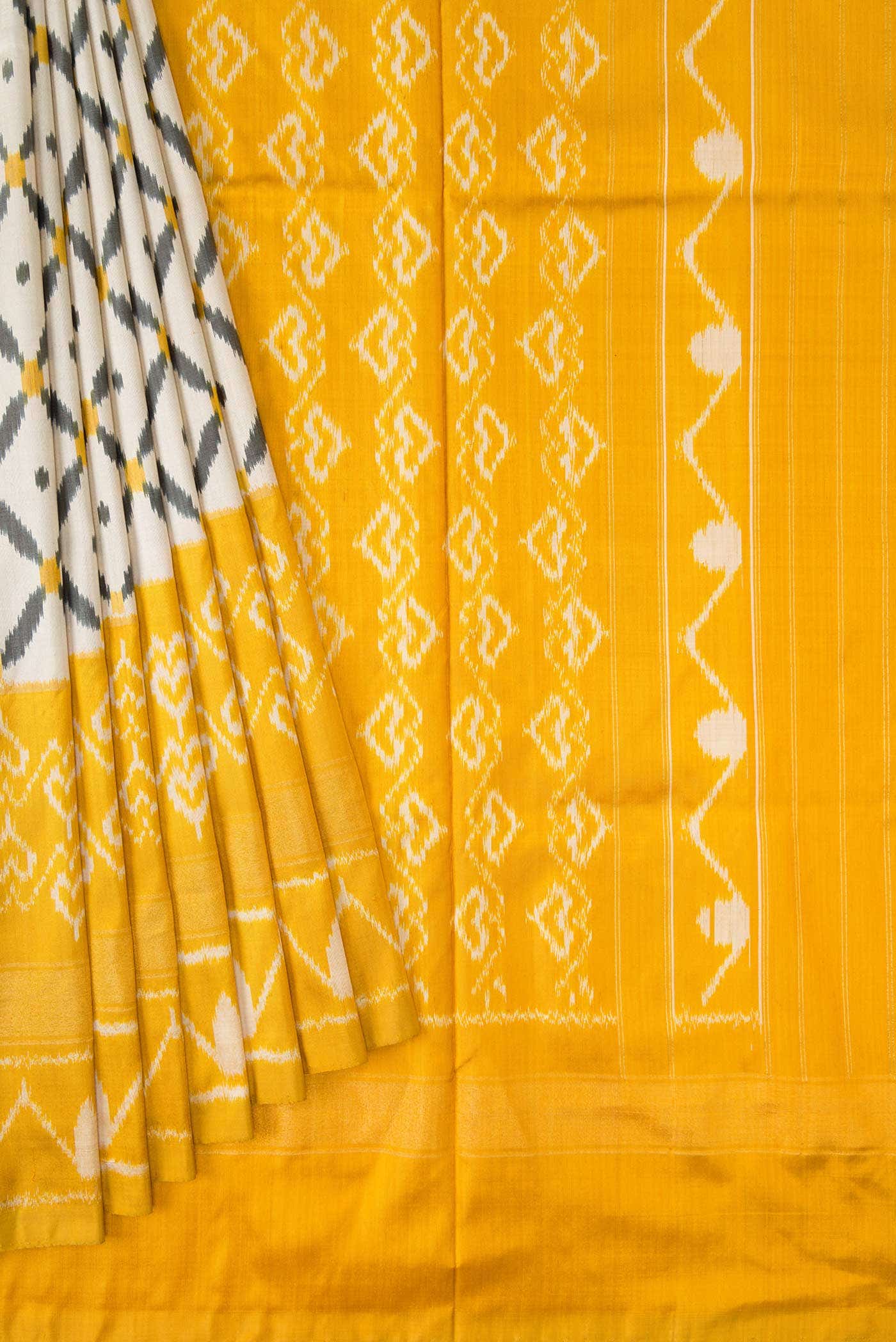 Beige Double Ikat Saree