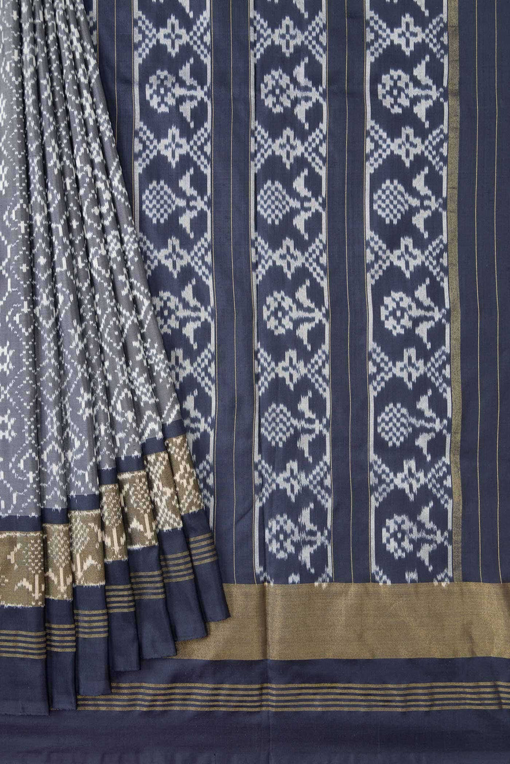 Grey Double Ikat Saree