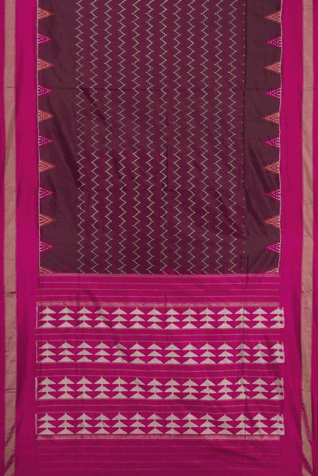 Brown Dual Tone Double Ikat Saree
