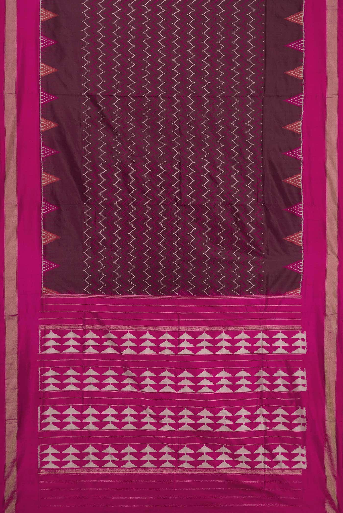 Brown Dual Tone Double Ikat Saree