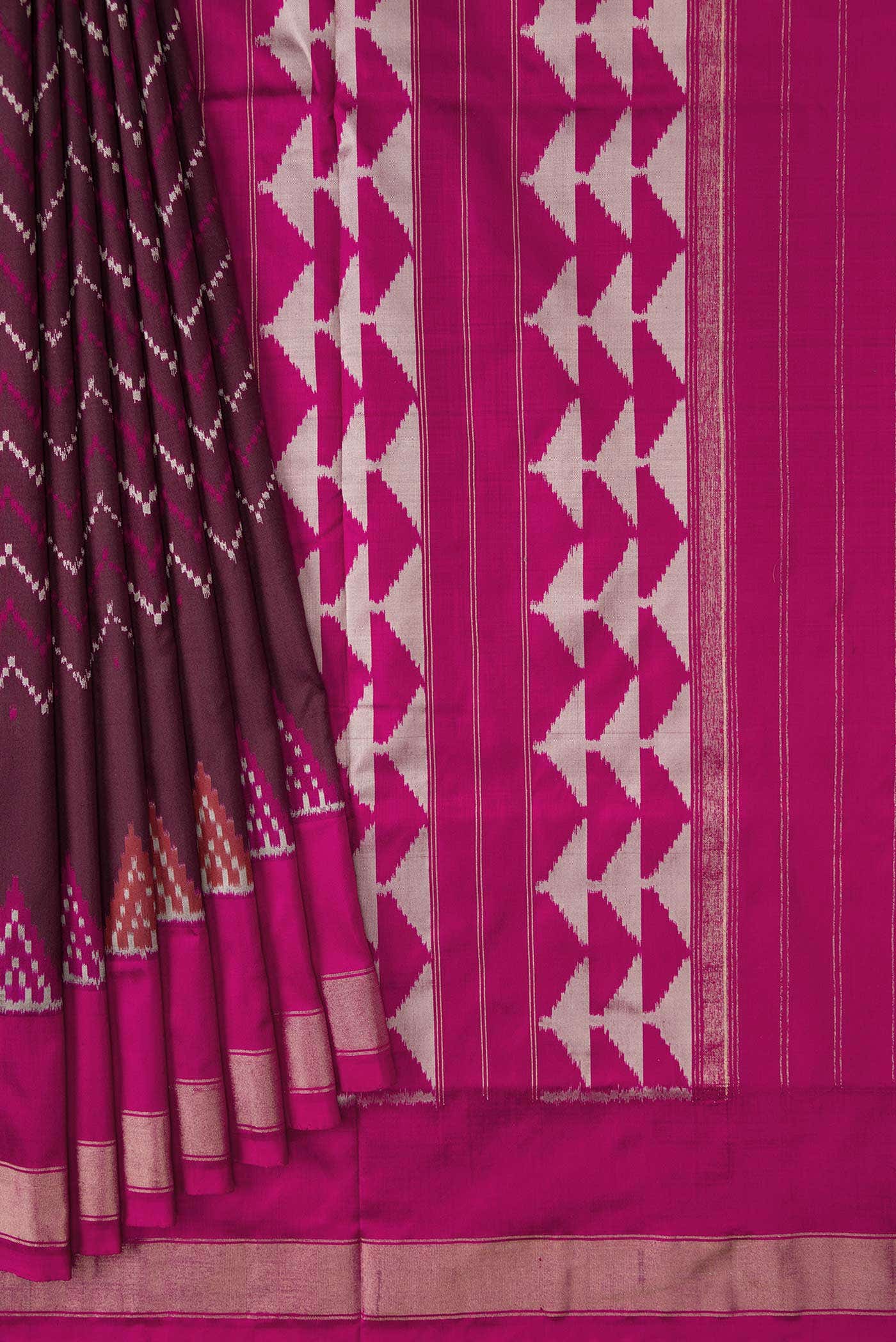 Brown Dual Tone Double Ikat Saree