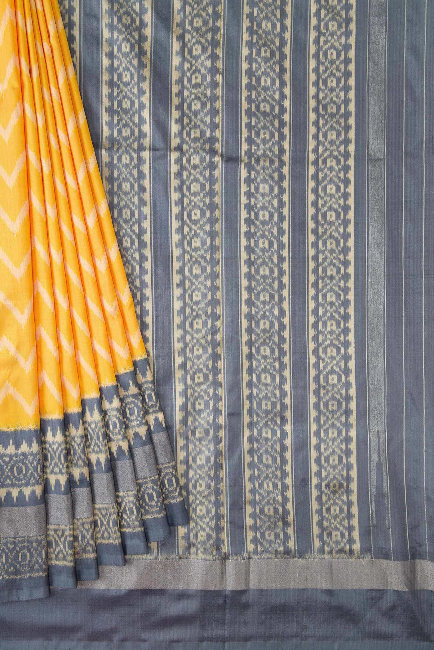 Mustard Dual Tone Double Ikat Saree