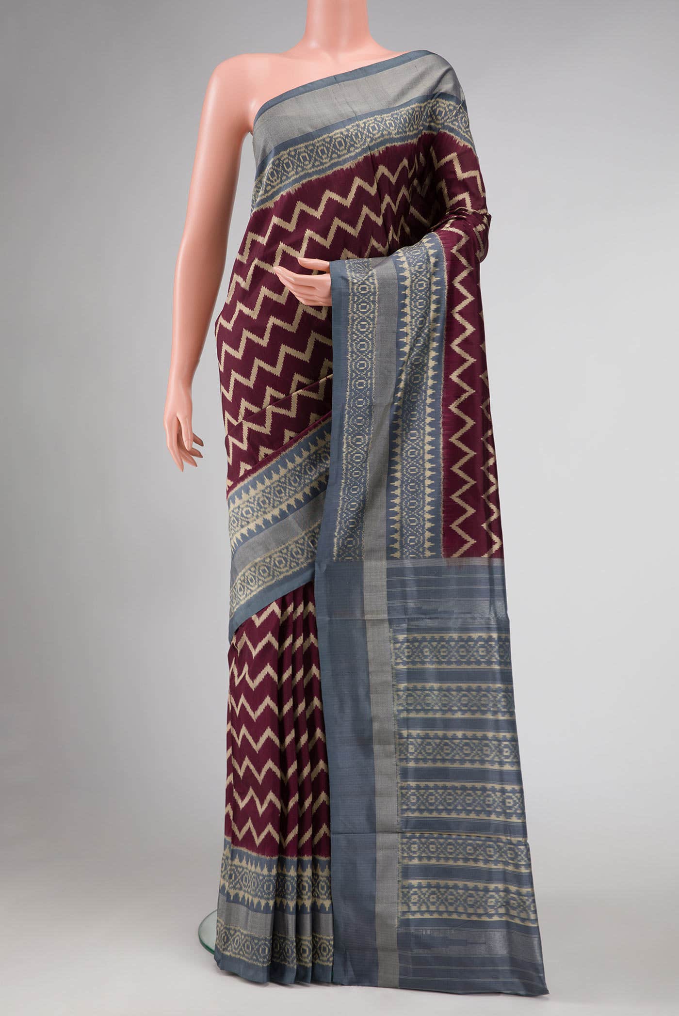Maroon Double Ikat Saree