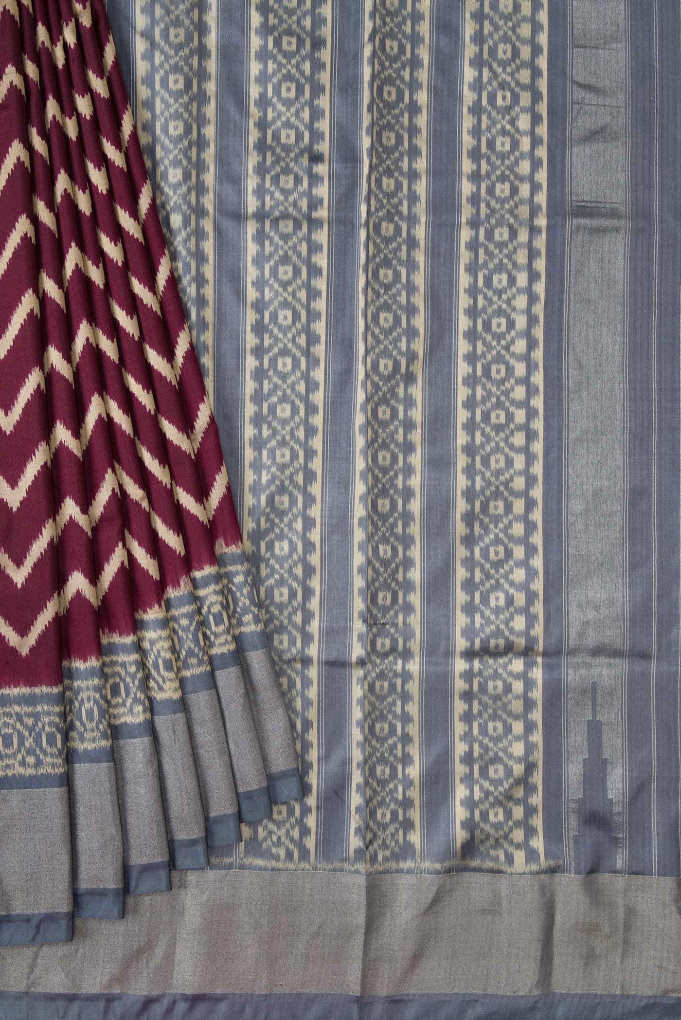 Maroon Double Ikat Saree