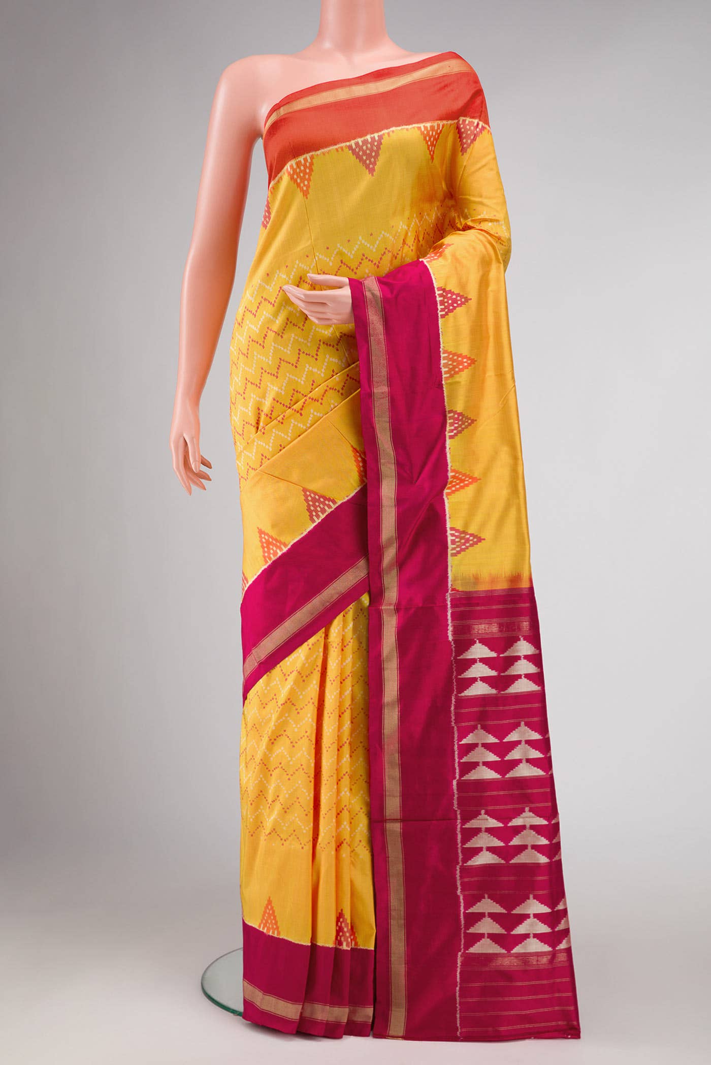Mustard Double Ikat Saree