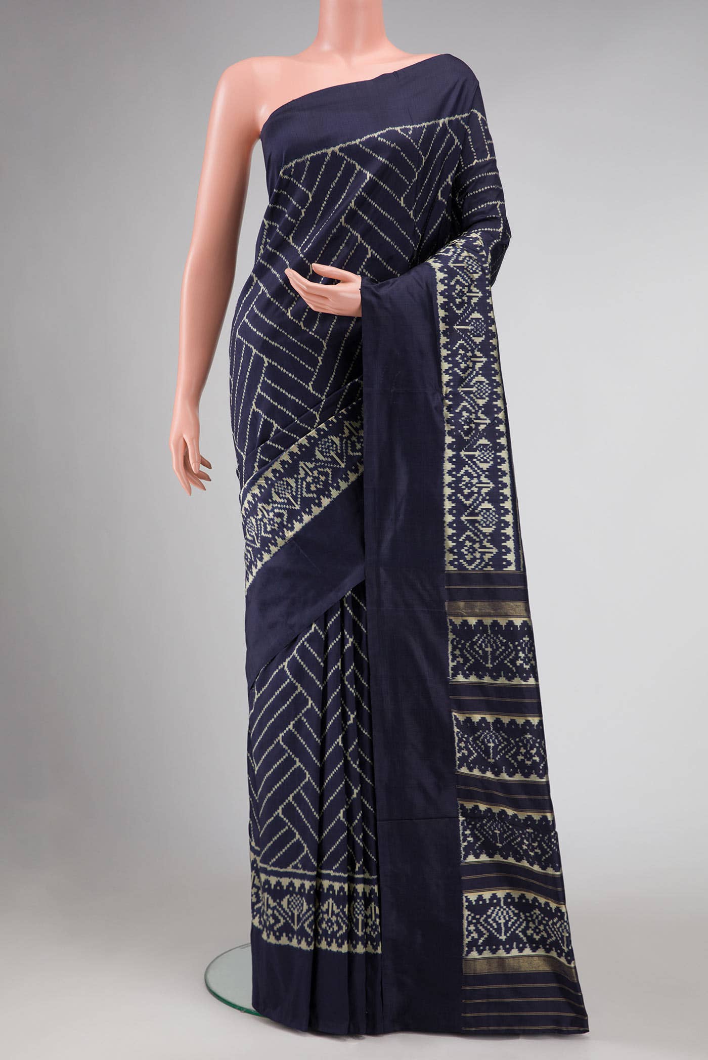 Navy Blue Double Ikat Saree