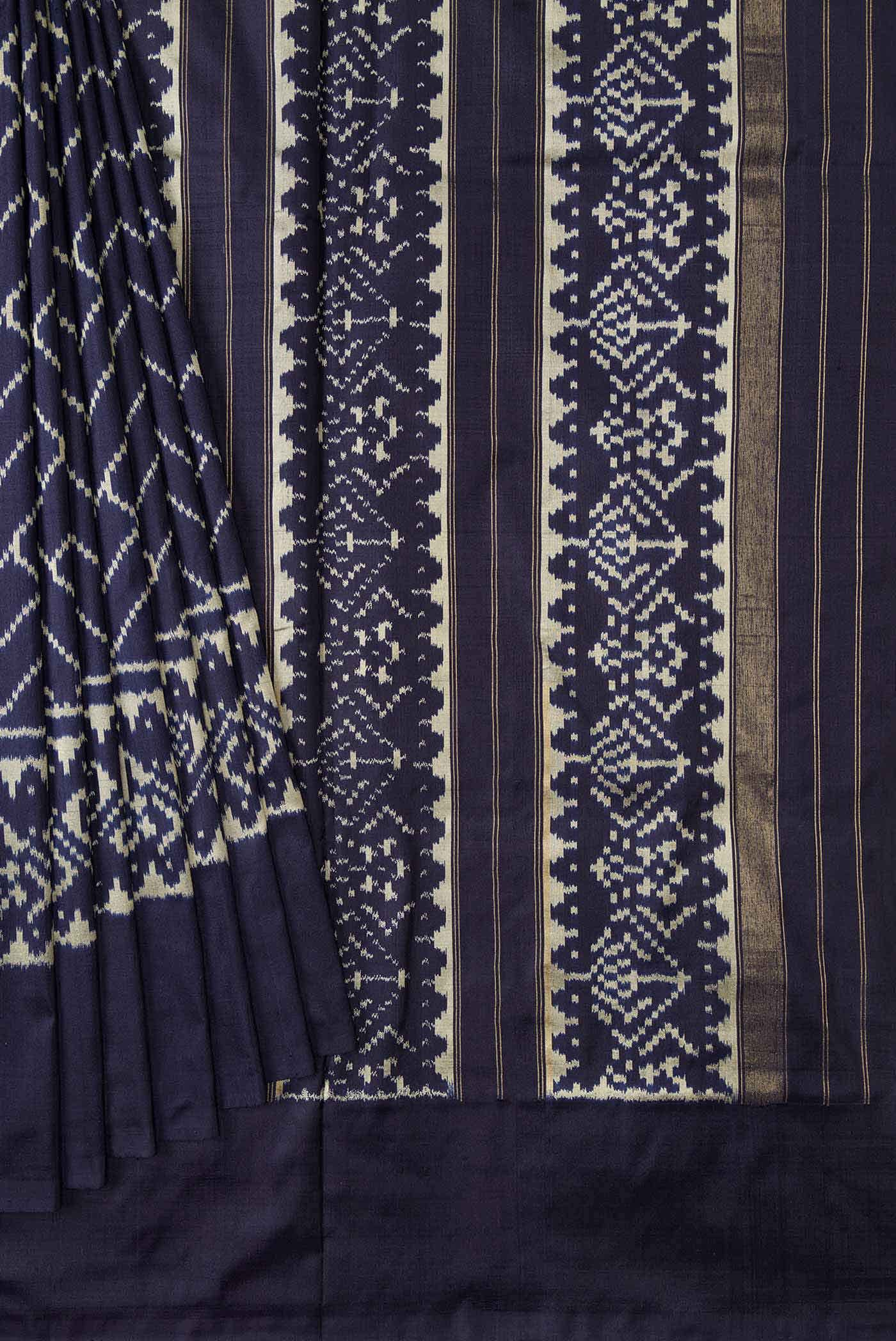 Navy Blue Double Ikat Saree