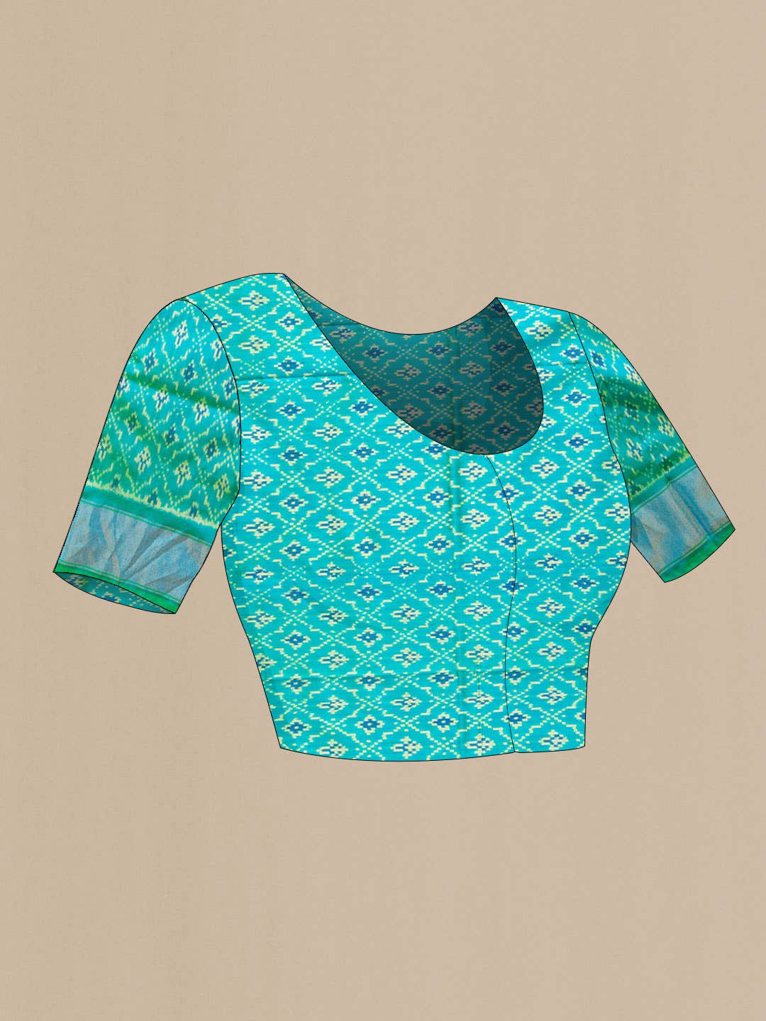 Green Dual Tone Double Ikat Saree