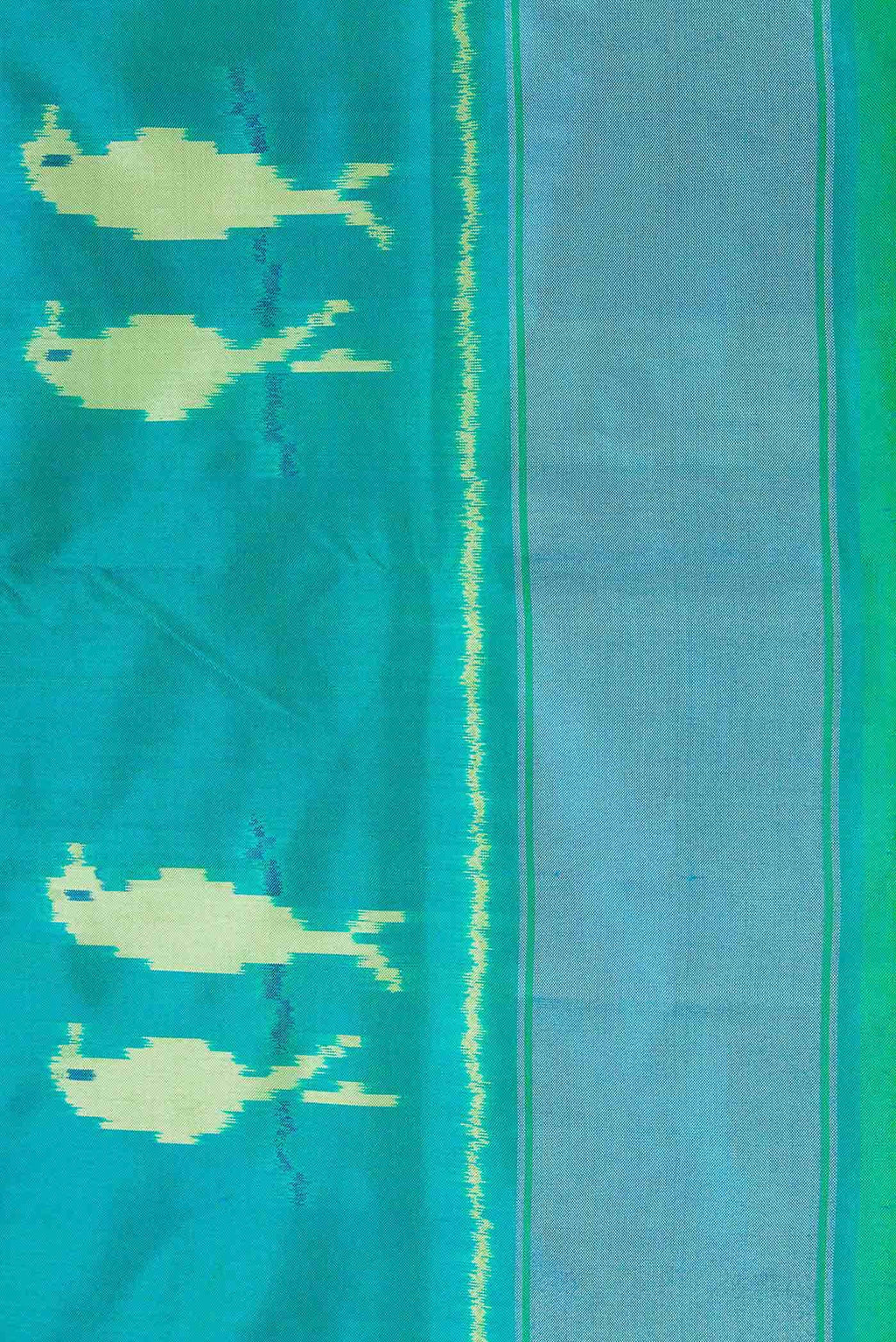 Green Dual Tone Double Ikat Saree