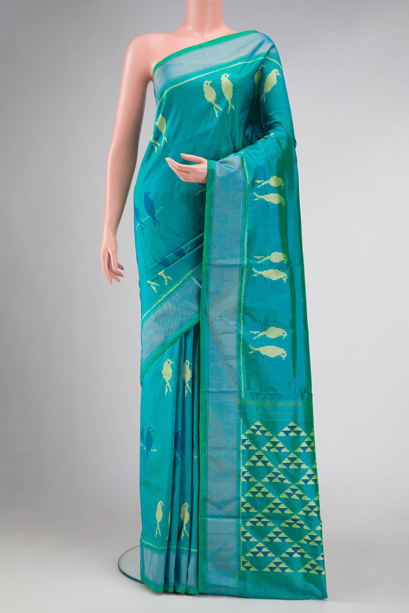 Green Dual Tone Double Ikat Saree