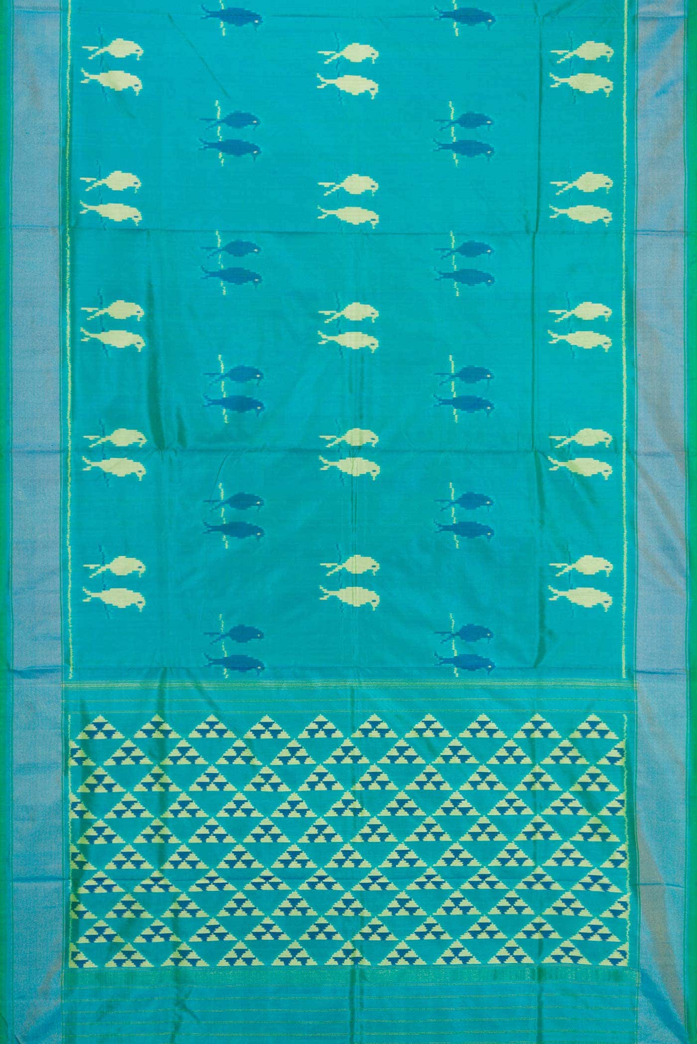Green Dual Tone Double Ikat Saree
