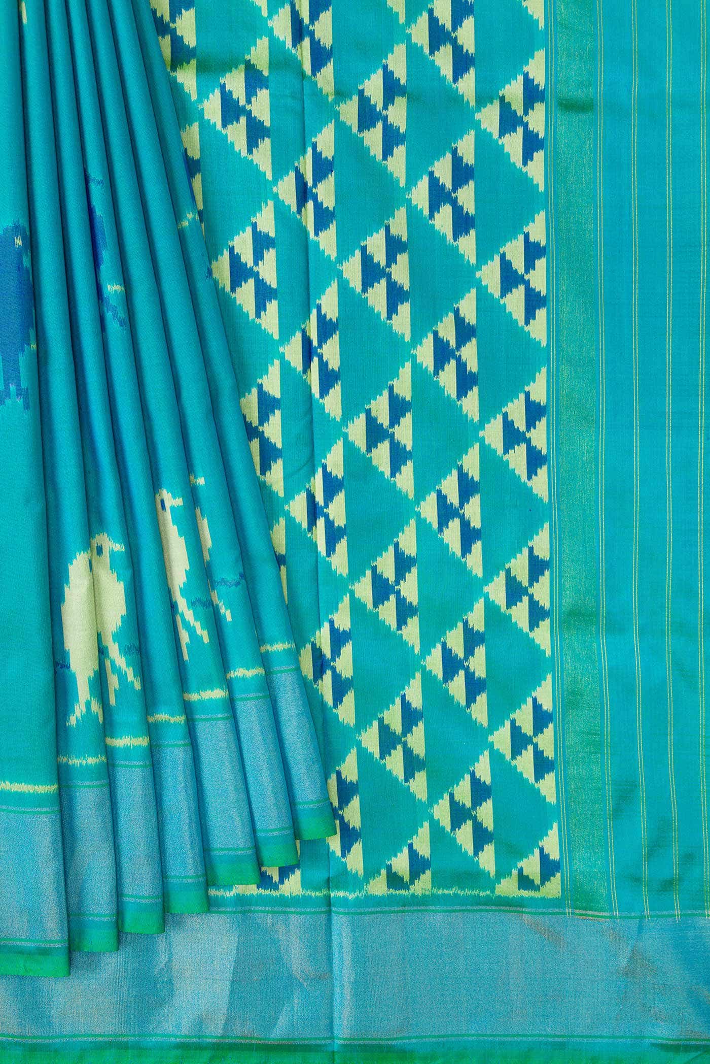 Green Dual Tone Double Ikat Saree