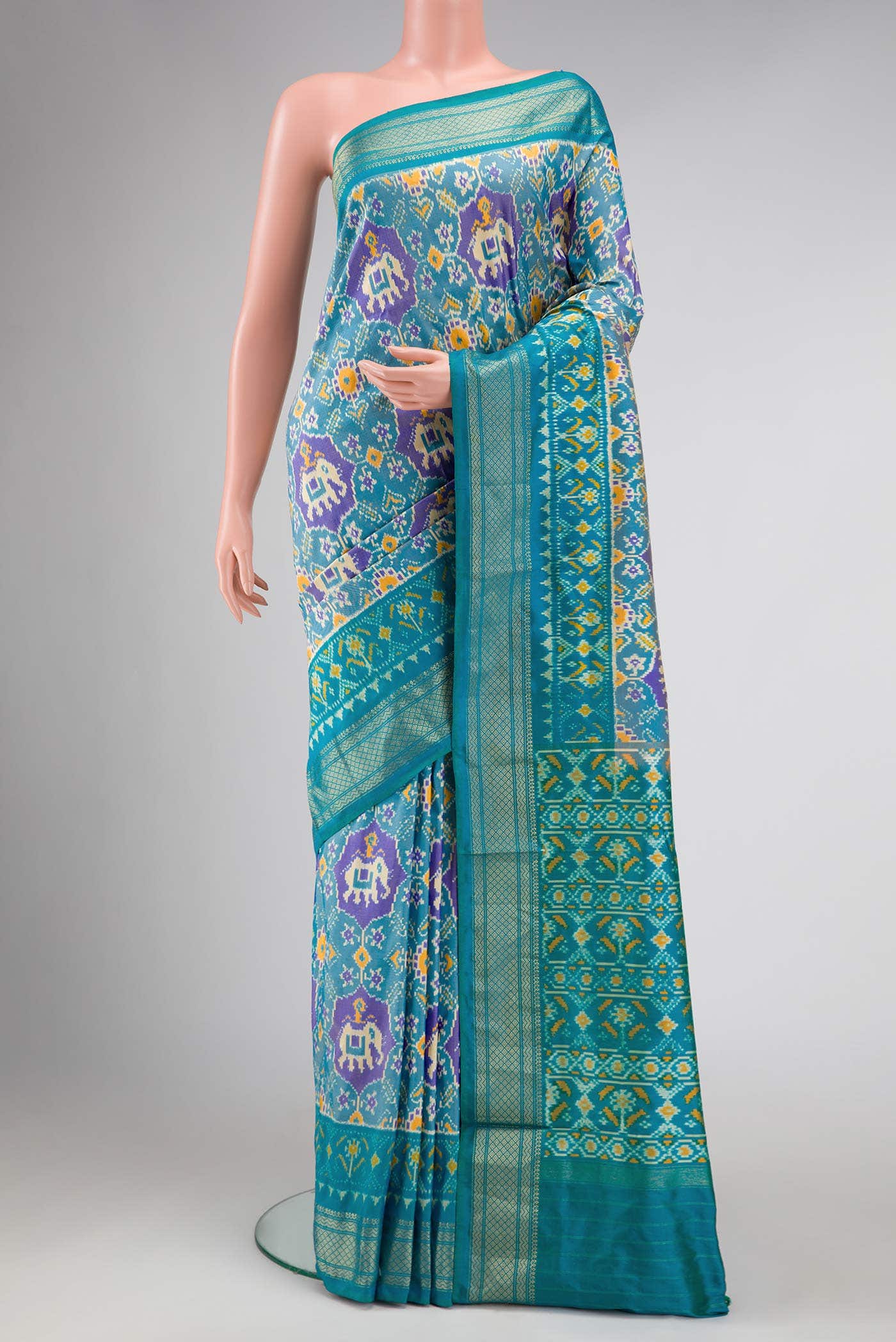 Blue Double Ikat Saree