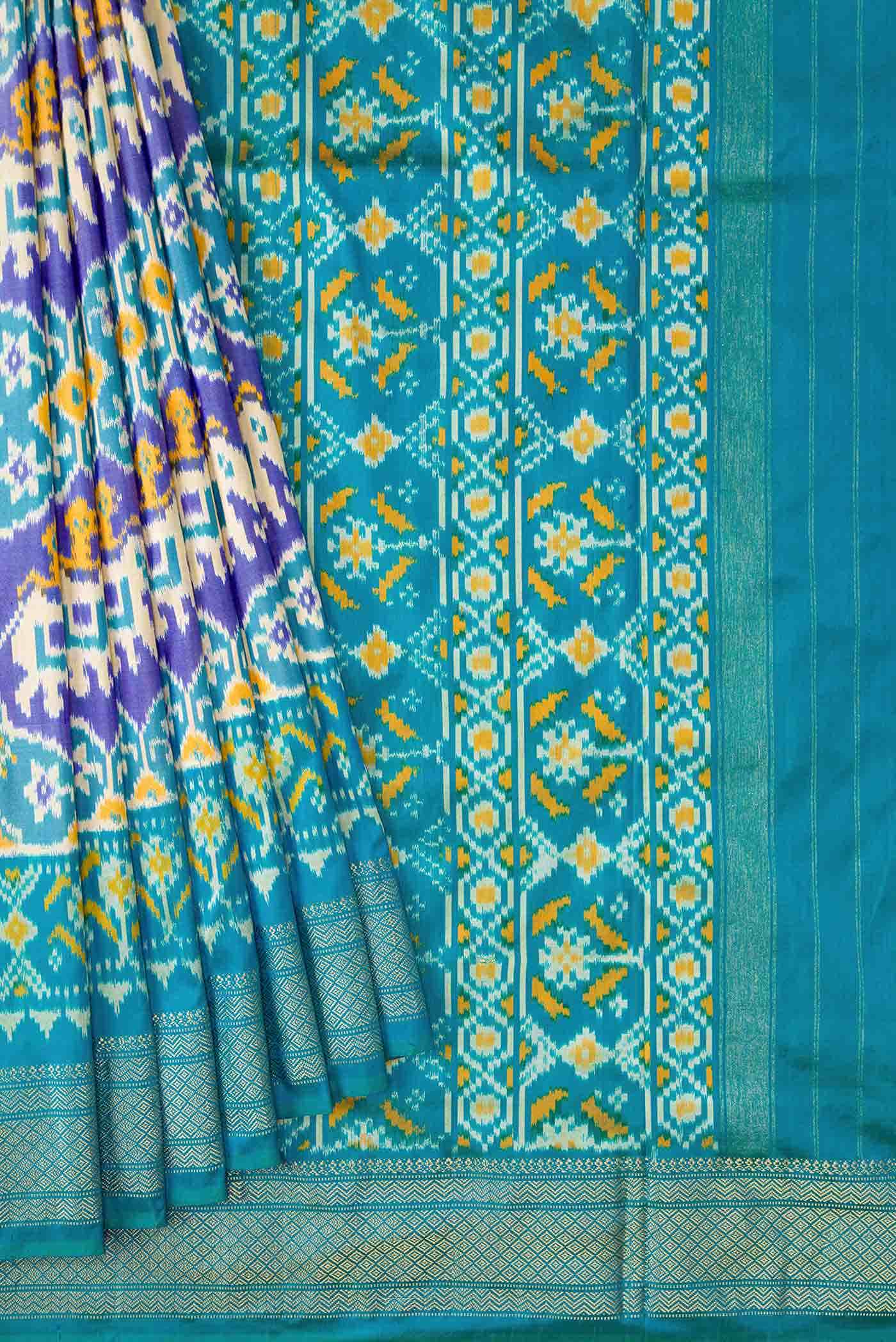 Blue Double Ikat Saree
