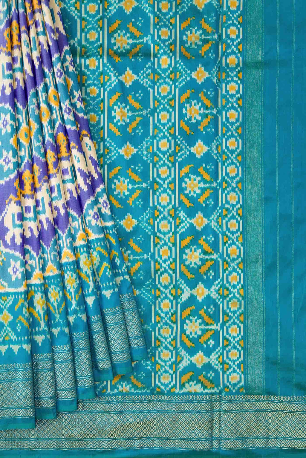 Blue Double Ikat Saree