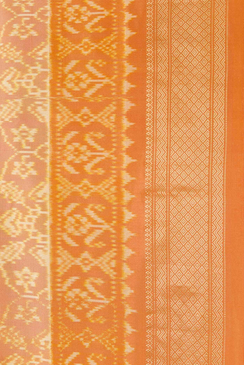 Golden Peach Dual Tone Double Ikat Saree