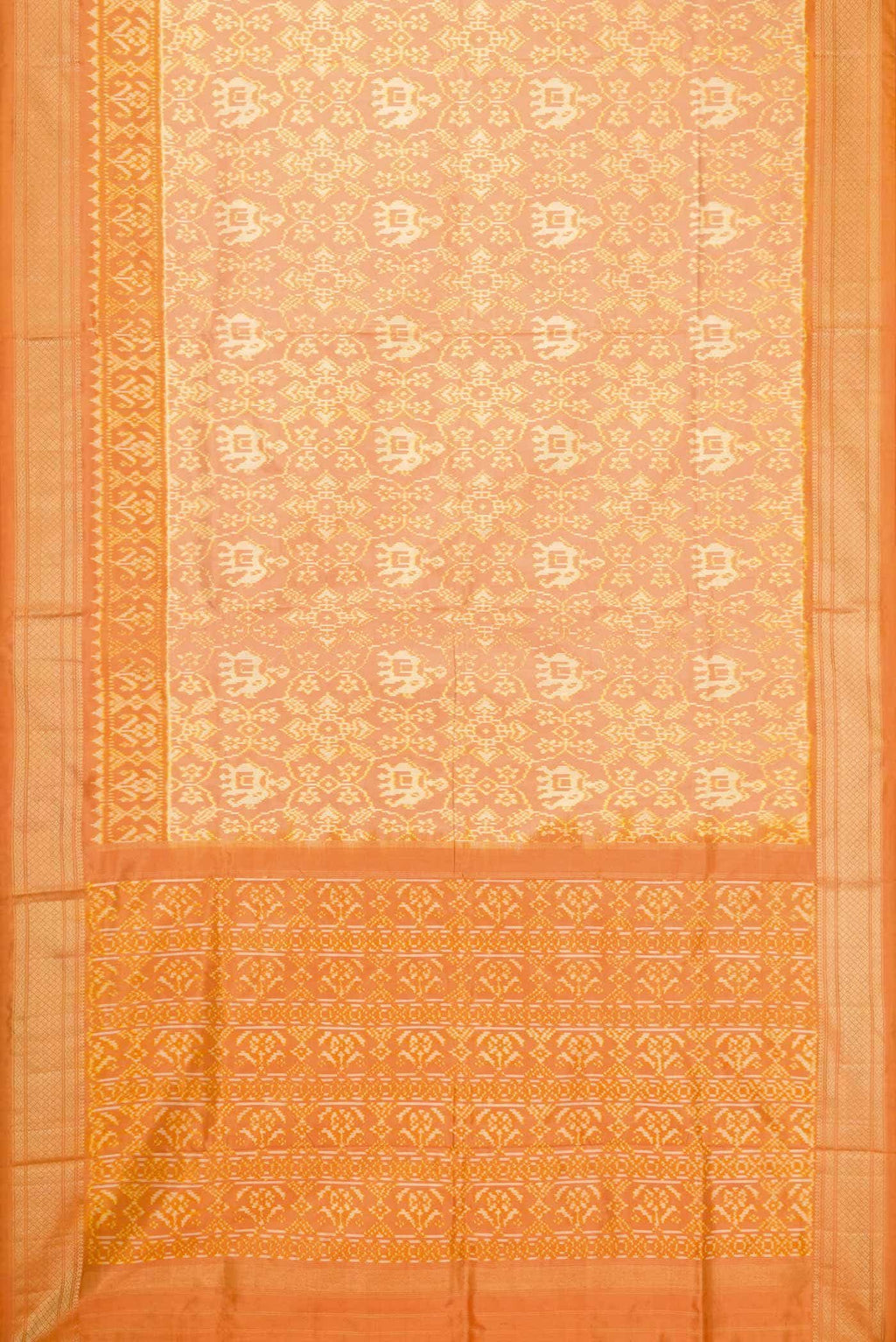 Golden Peach Dual Tone Double Ikat Saree