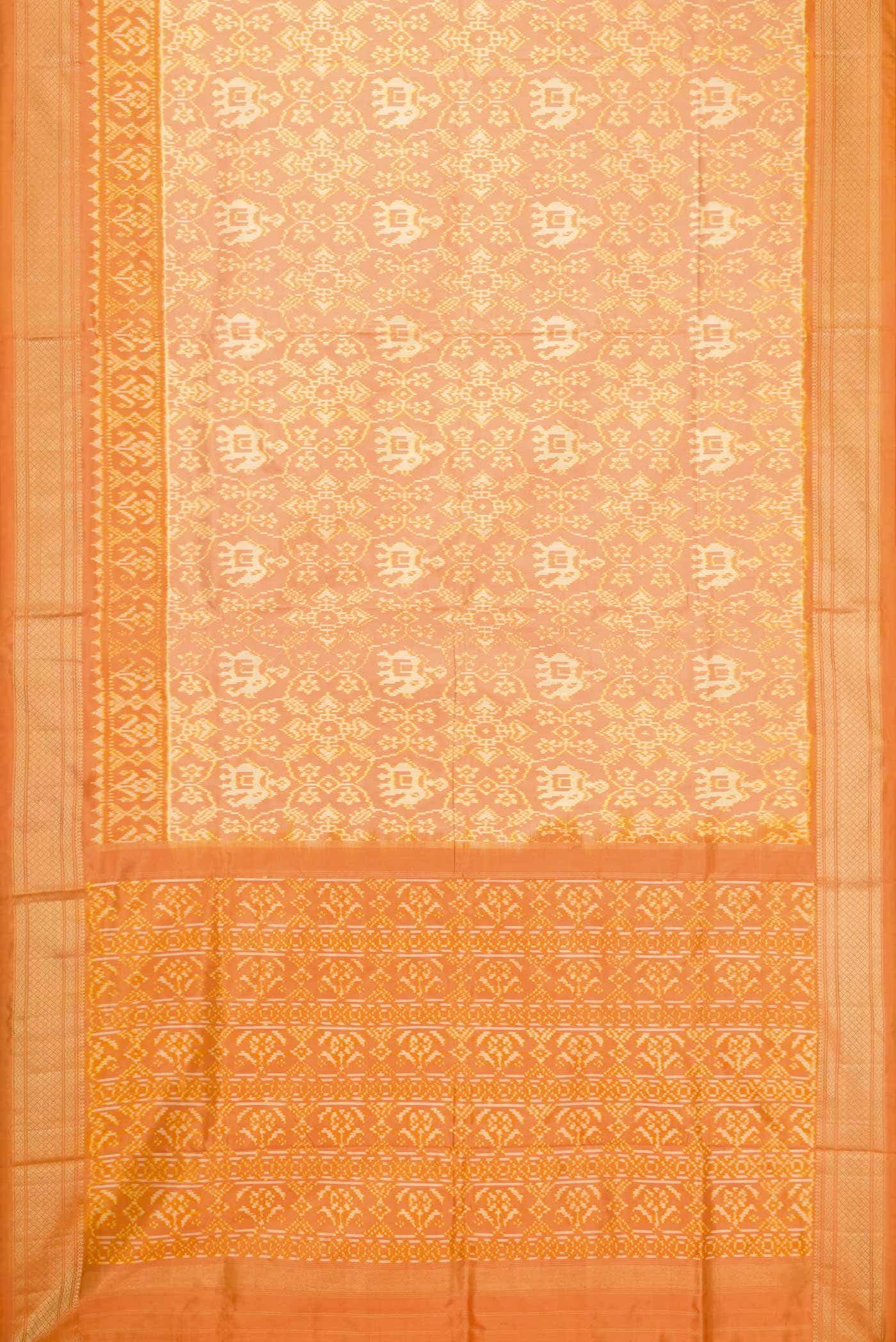 Golden Peach Dual Tone Double Ikat Saree