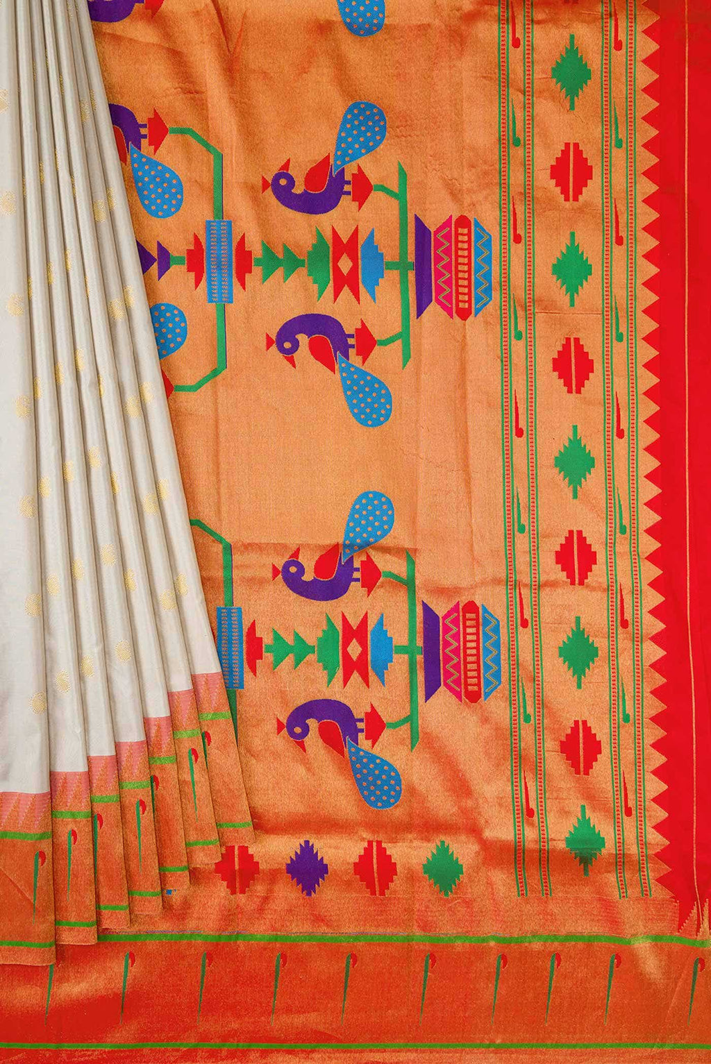 Grey Paithani Silk Saree