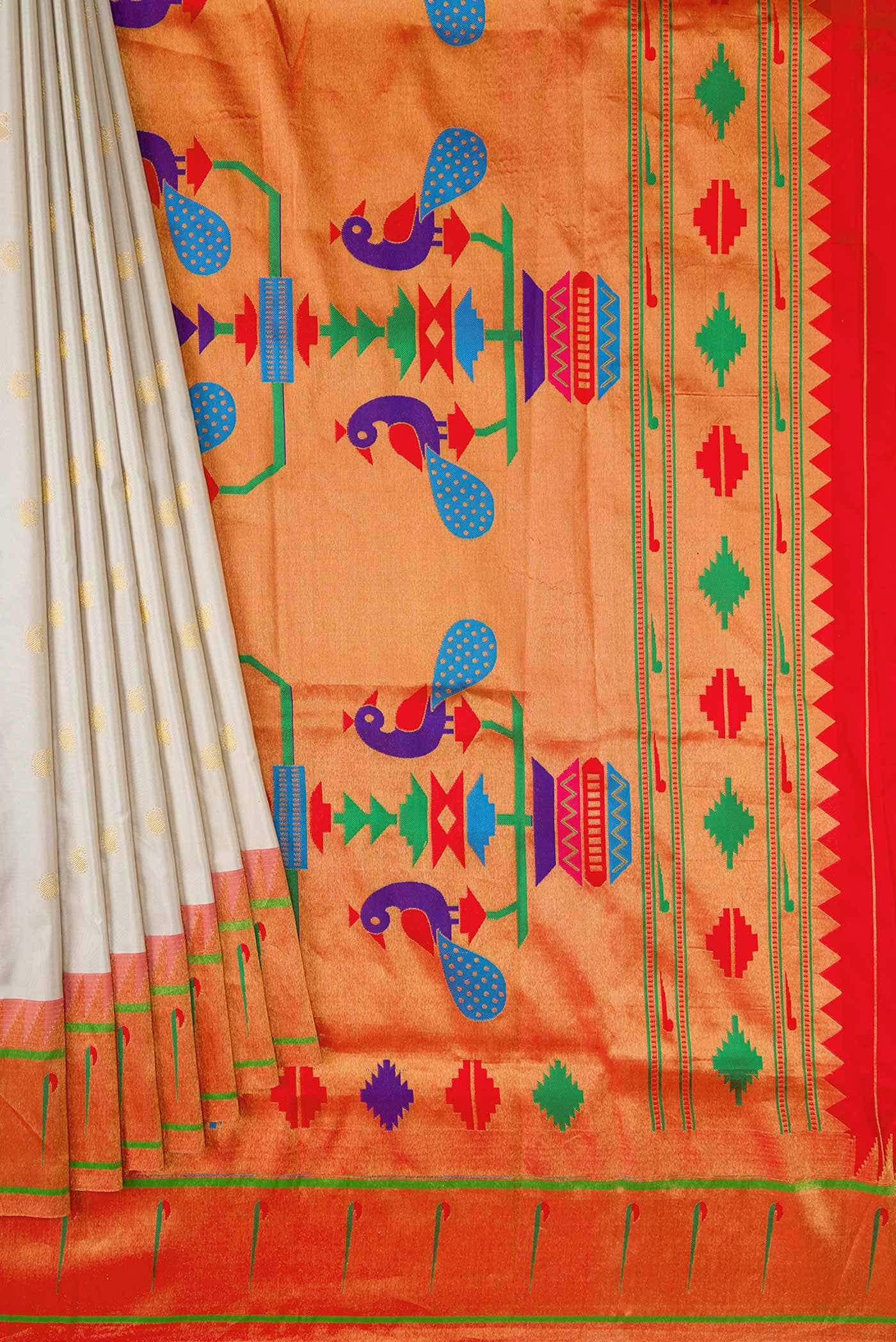 Grey Paithani Silk Saree