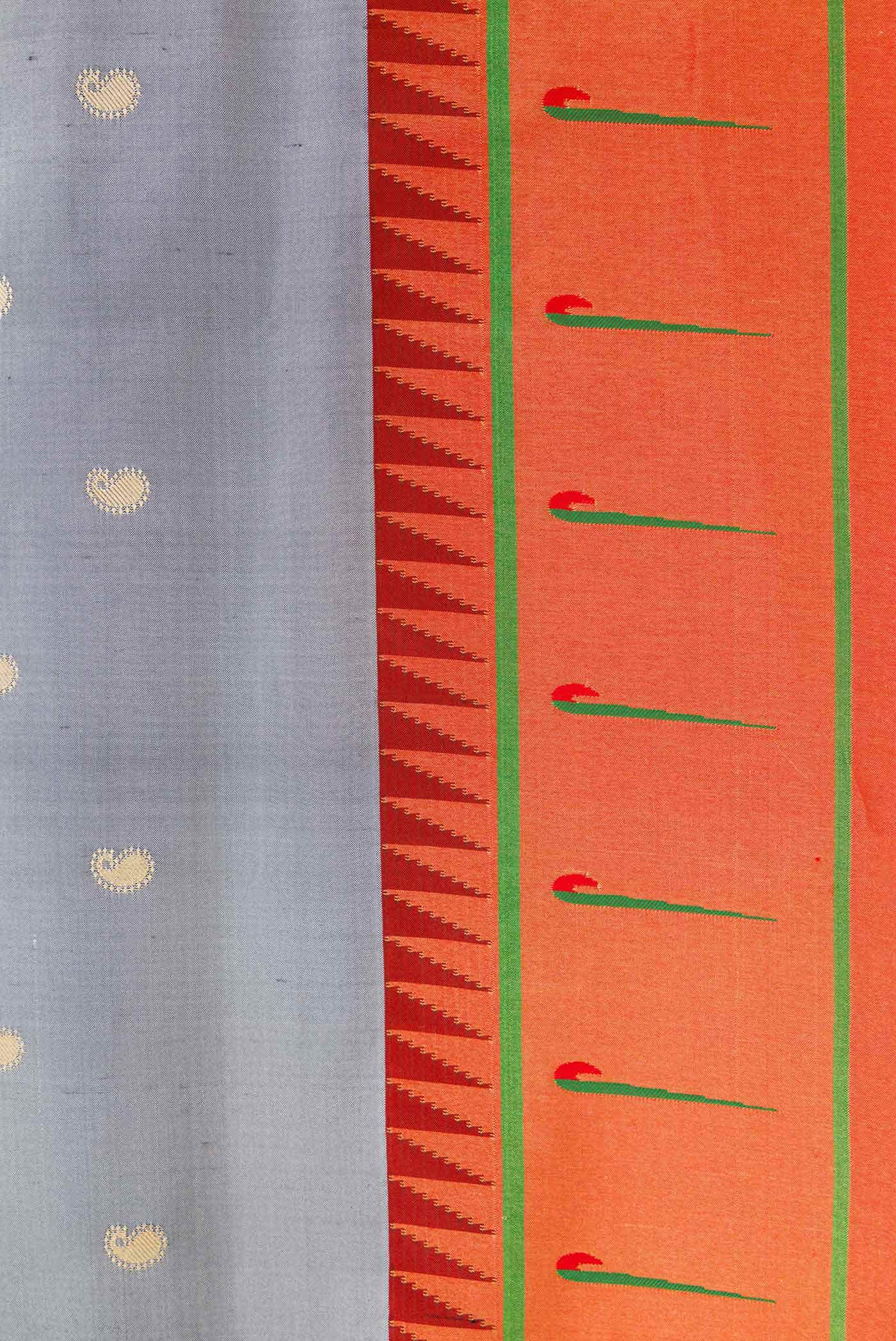 Grey Paithani Silk Saree