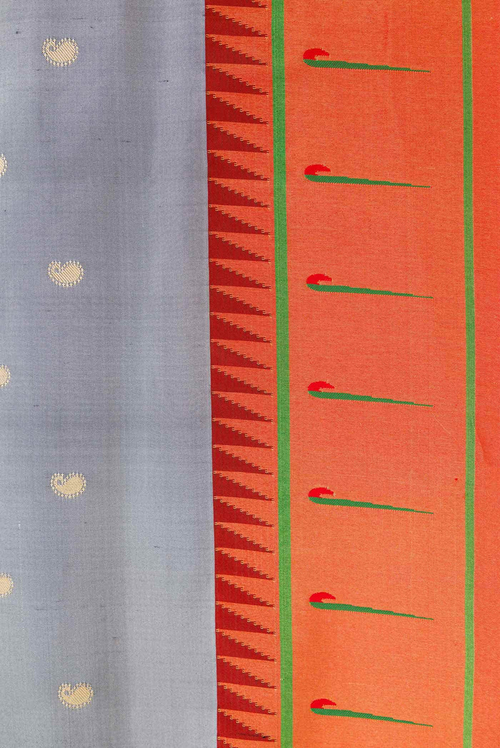 Grey Paithani Silk Saree