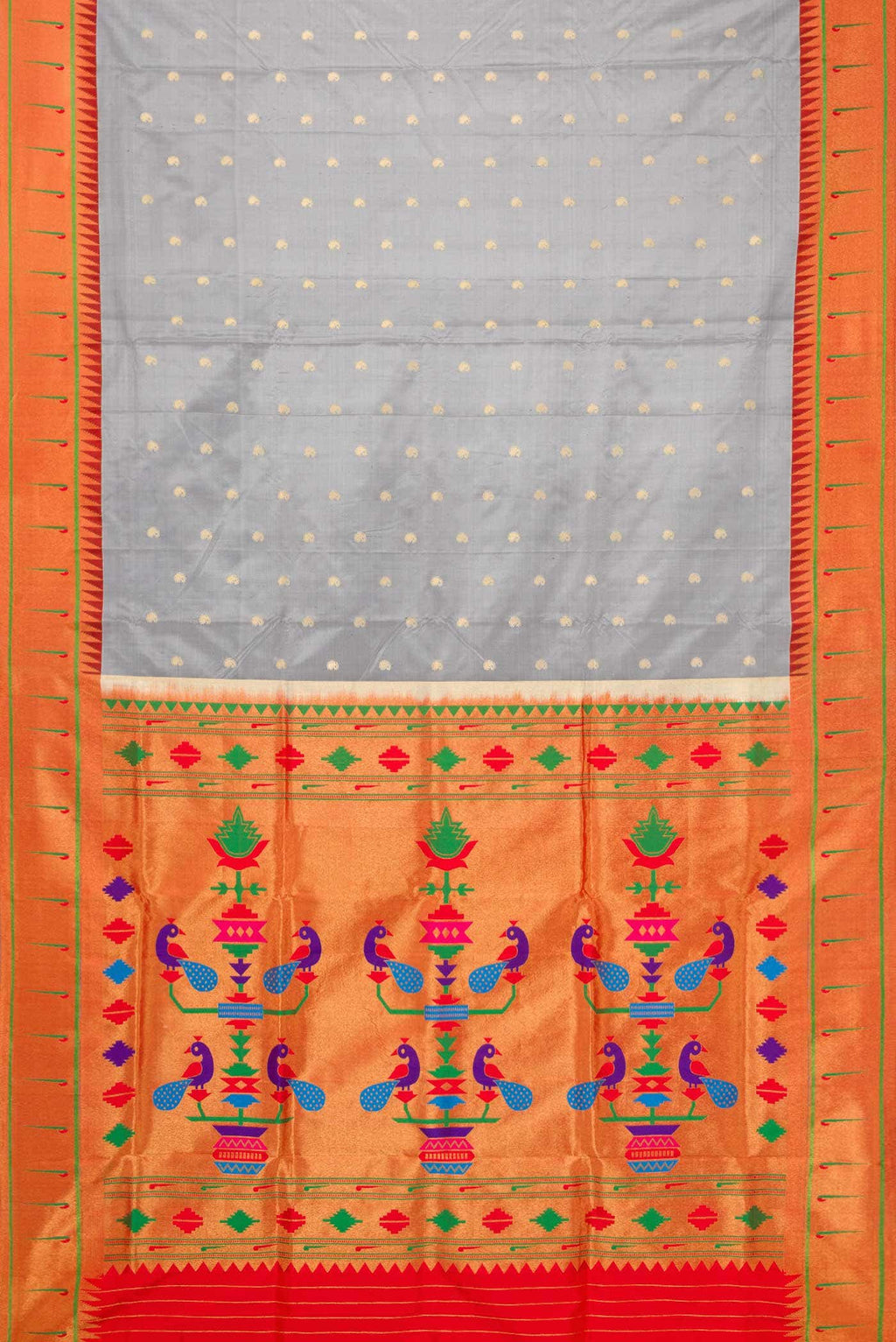 Grey Paithani Silk Saree