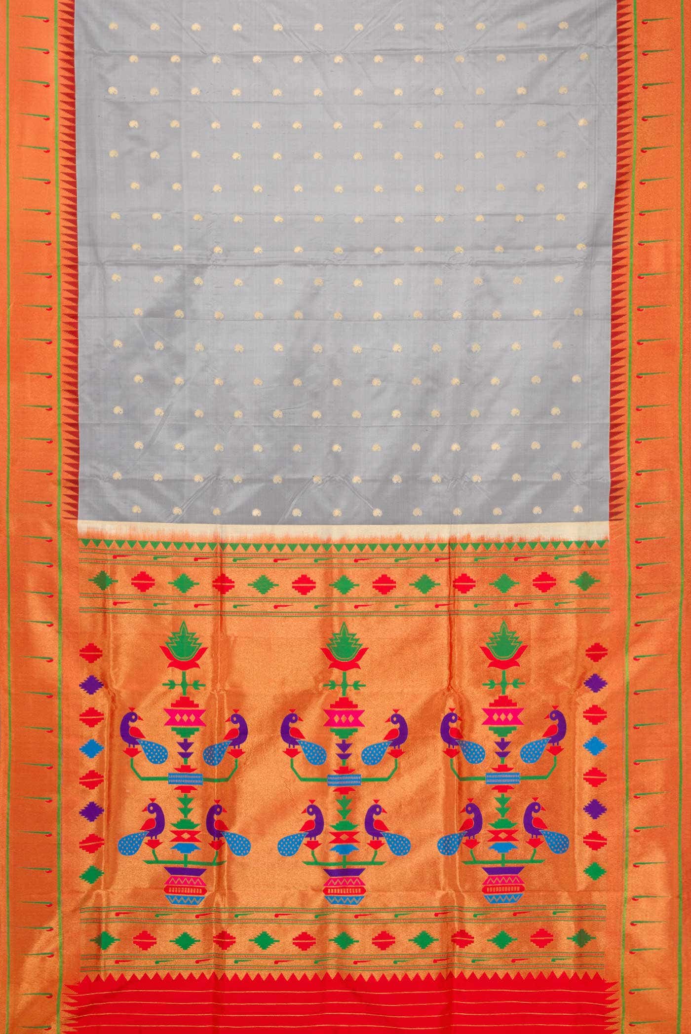 Grey Paithani Silk Saree