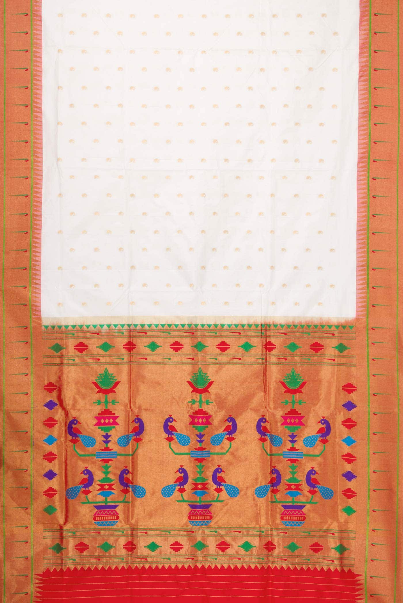 White Paithani Silk Saree