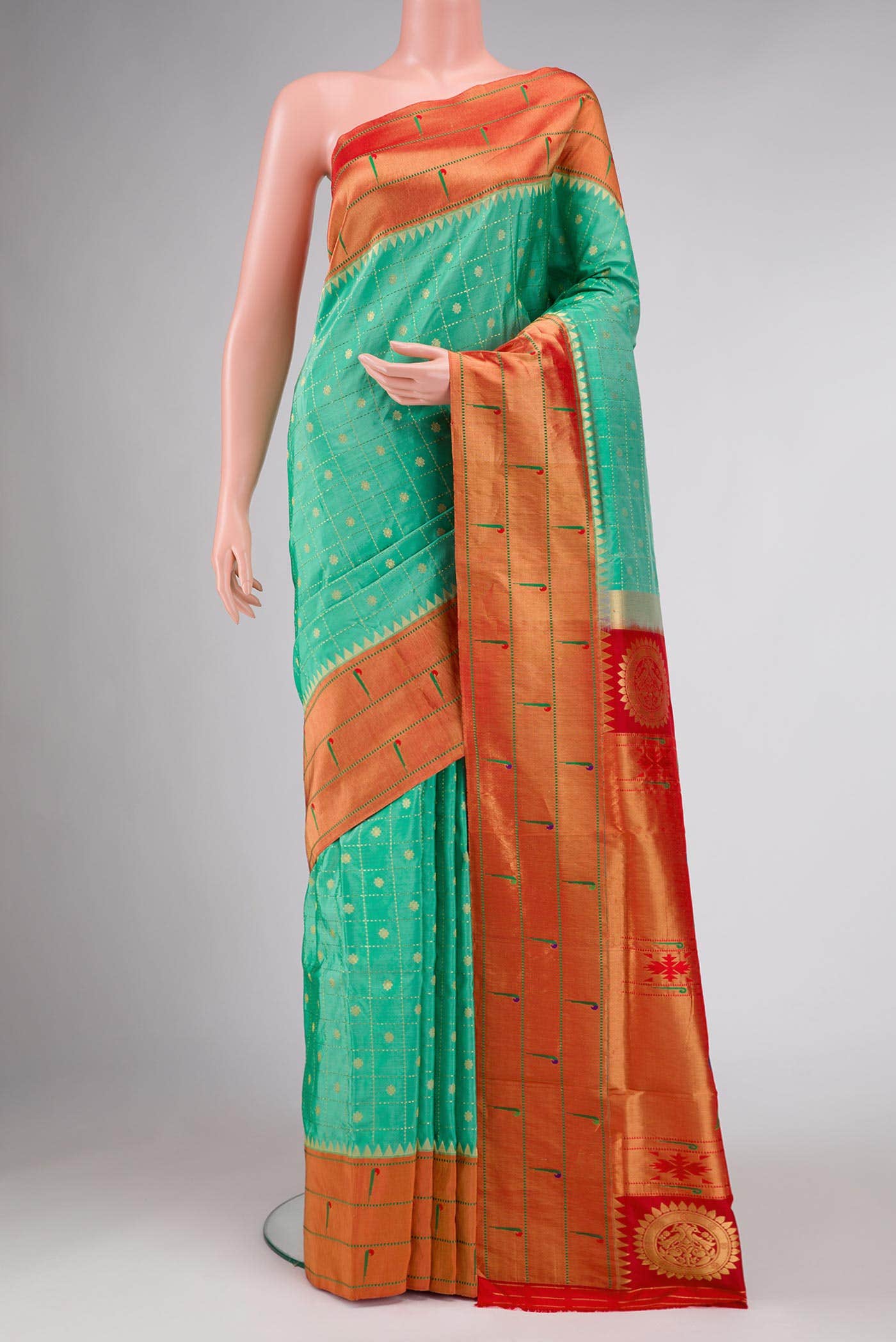 Sea Green Paithani Silk Saree