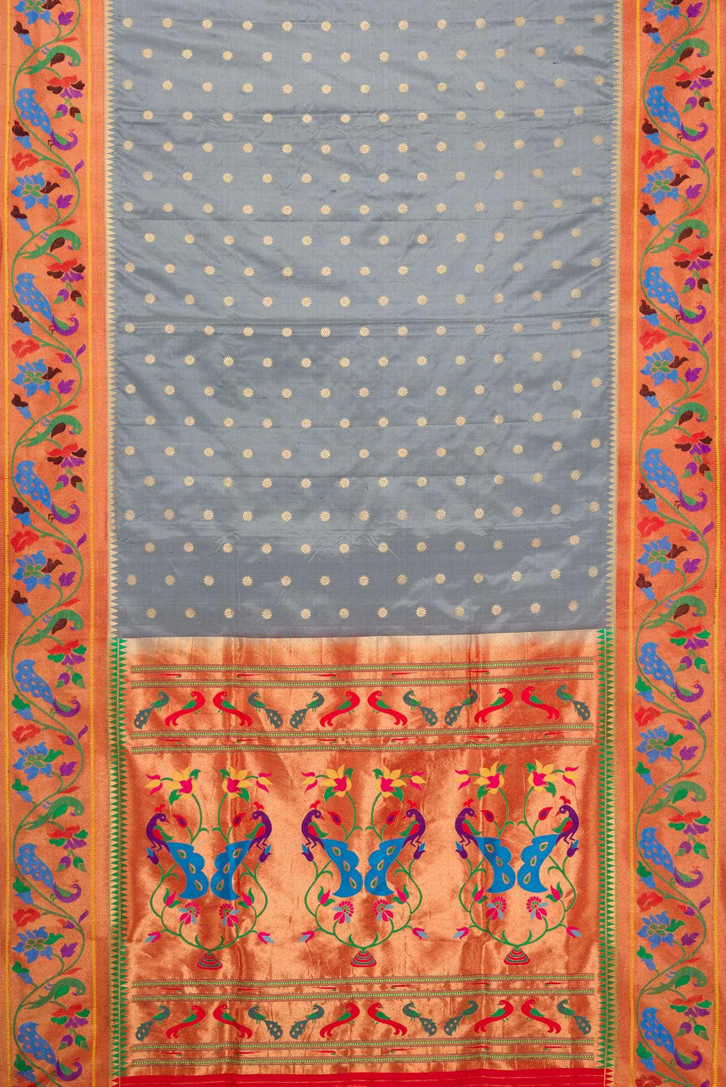 Grey Paithani Silk Saree