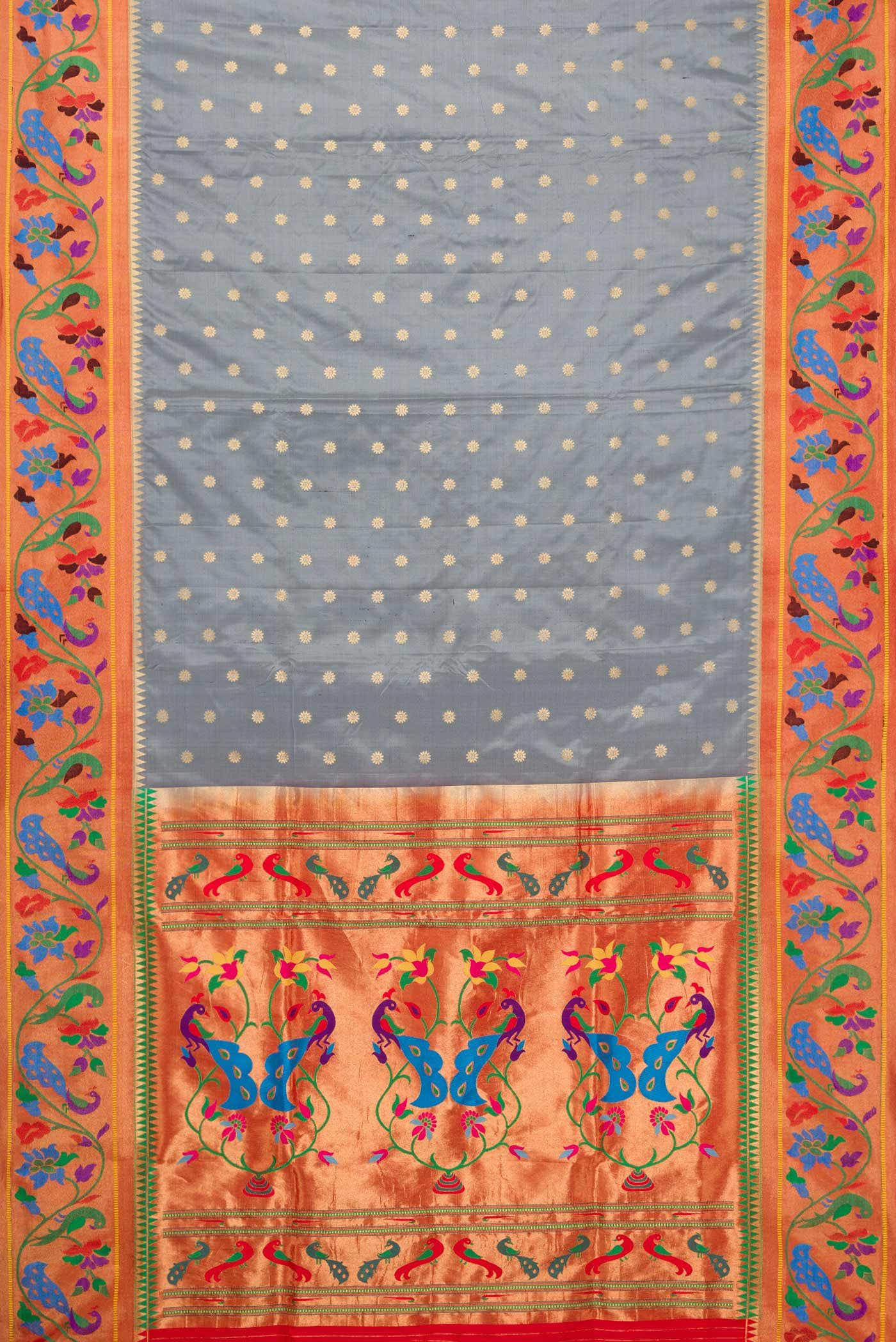 Grey Paithani Silk Saree