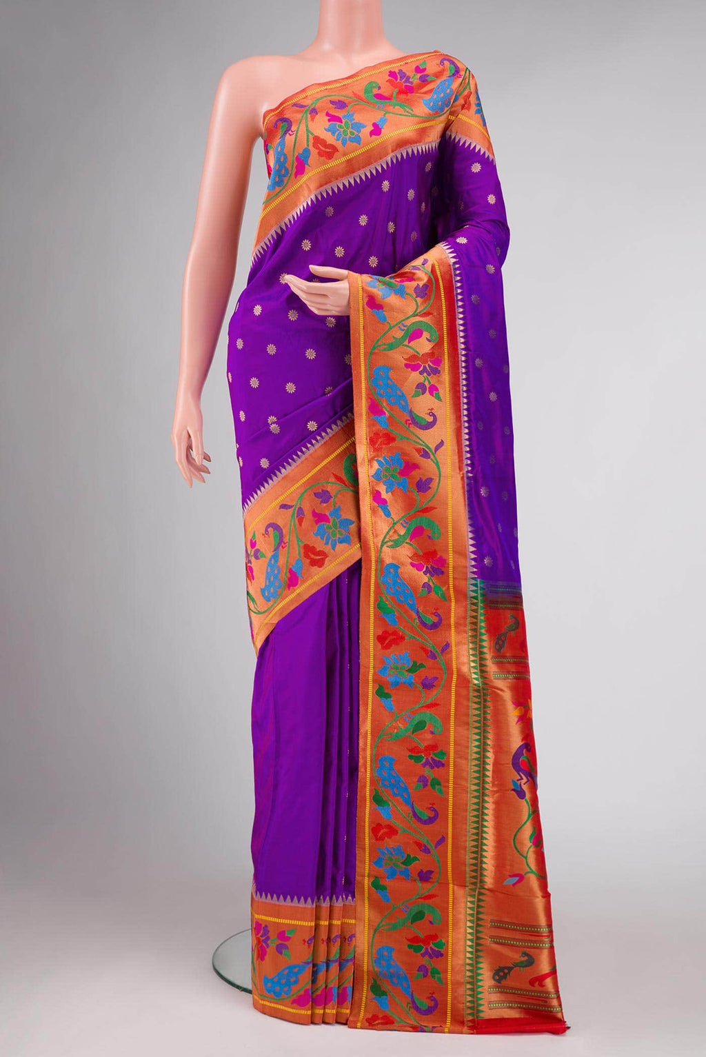 Purple Dual Tone Paithani Silk Saree