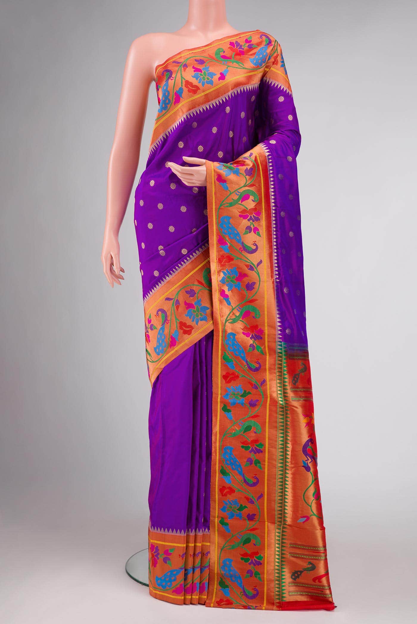 Purple Dual Tone Paithani Silk Saree