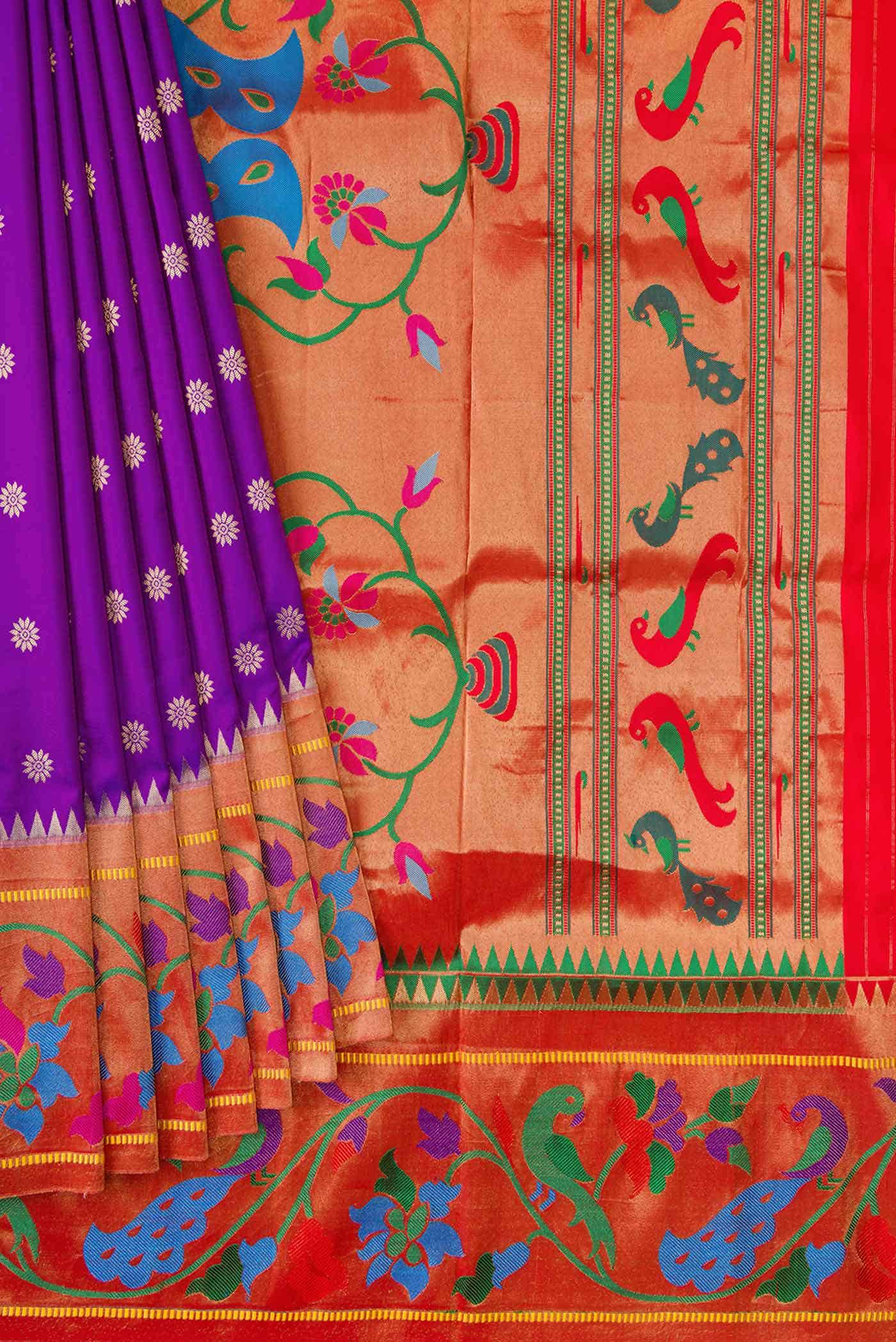 Purple Dual Tone Paithani Silk Saree