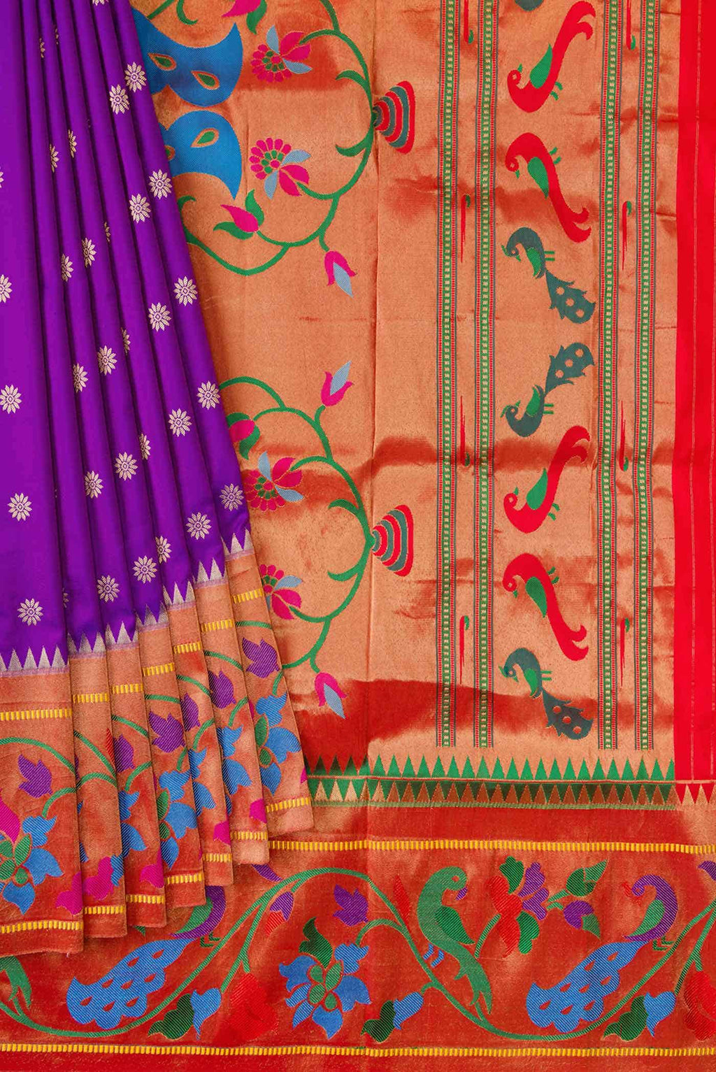 Purple Dual Tone Paithani Silk Saree