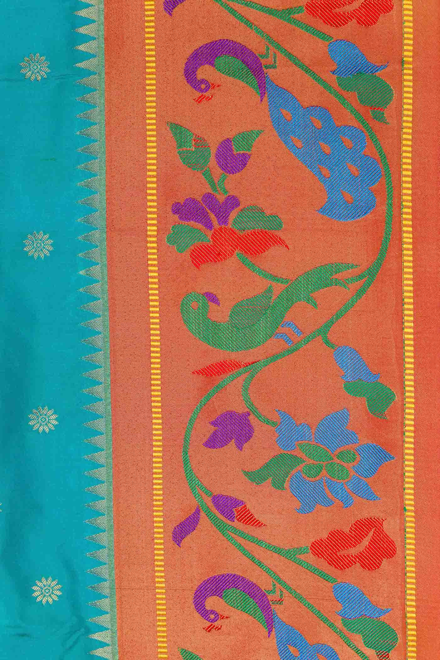 Sky Blue Dual Tone Paithani Silk Saree