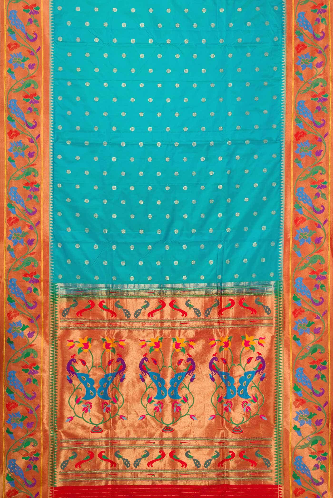 Sky Blue Dual Tone Paithani Silk Saree