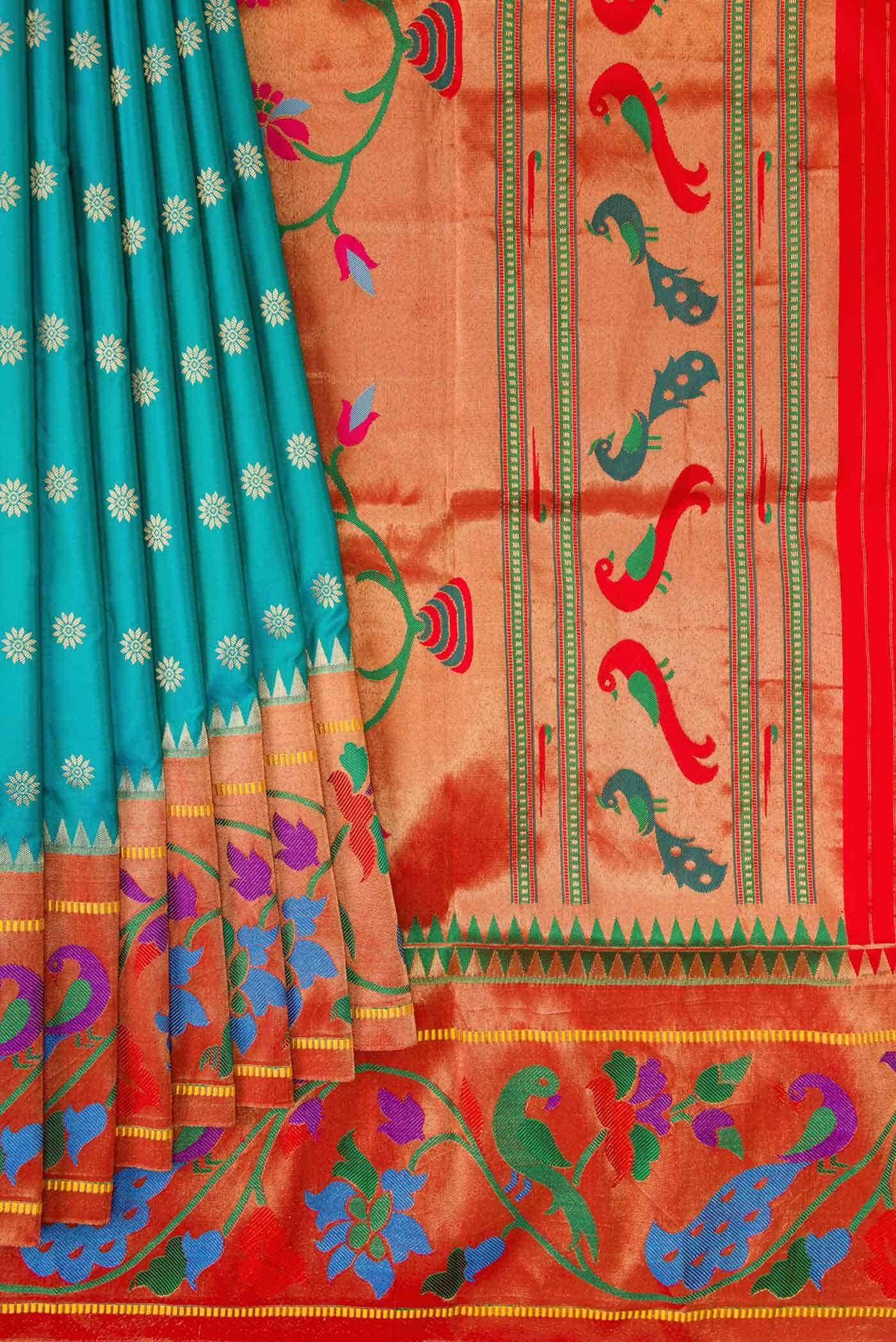 Sky Blue Dual Tone Paithani Silk Saree