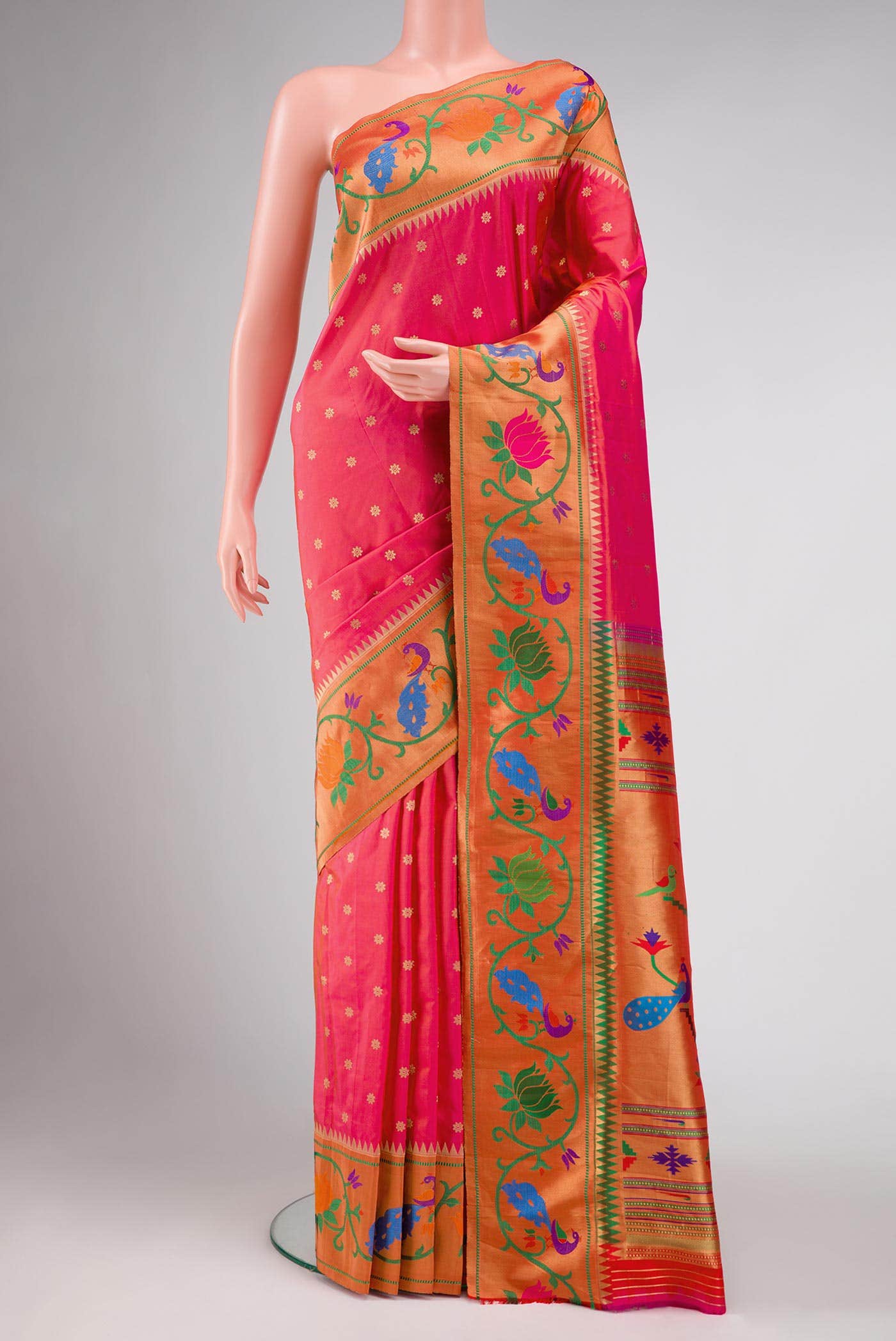 Pink Dual Tone Paithani Silk Saree