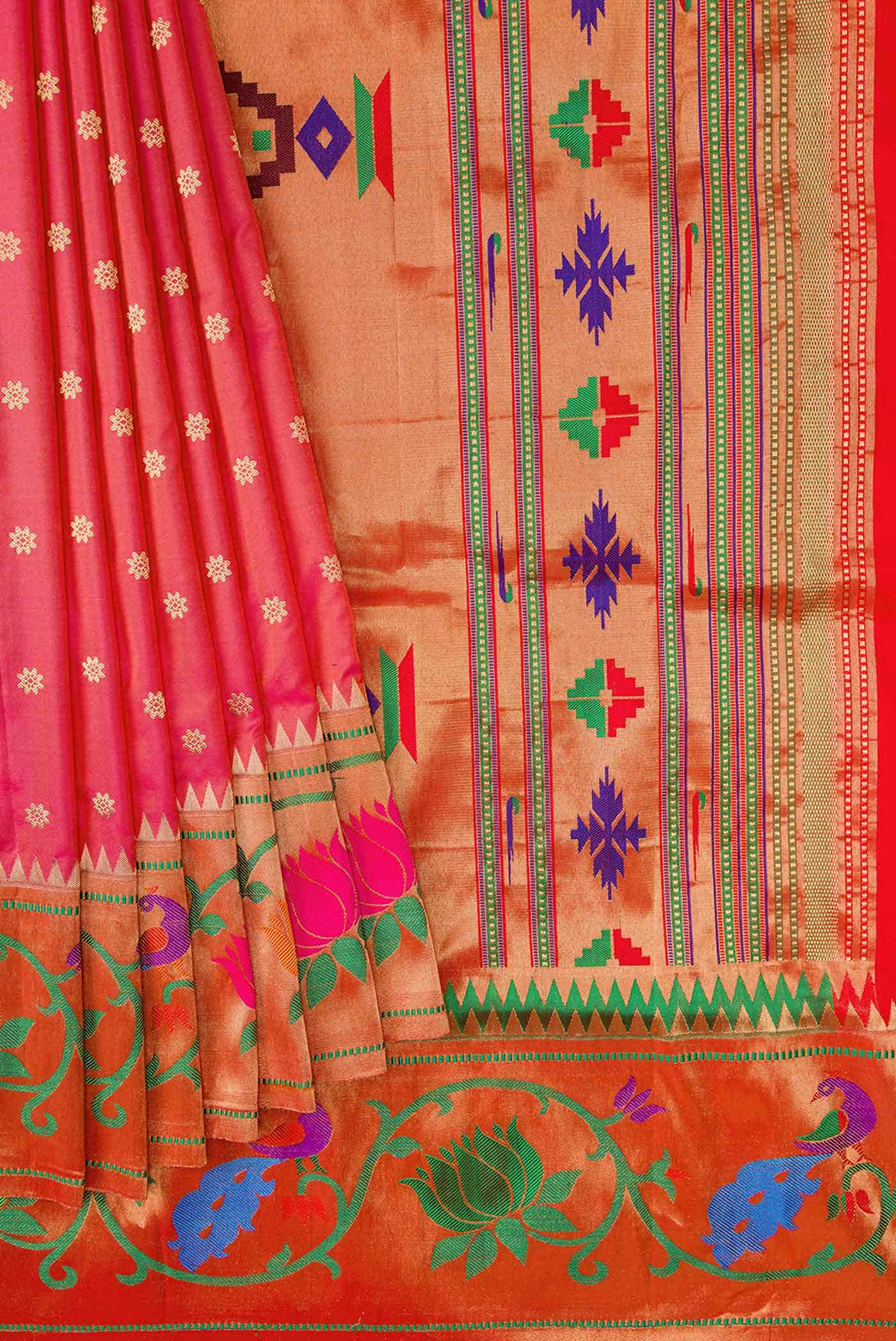 Pink Dual Tone Paithani Silk Saree
