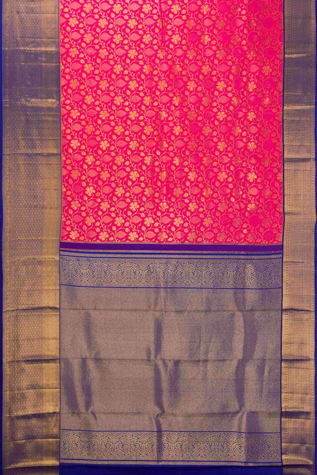Dark Pink Dual Tone Kanchipuram Silk Saree