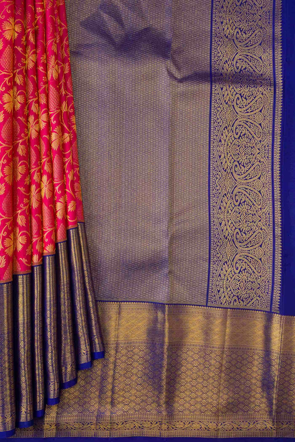 Dark Pink Dual Tone Kanchipuram Silk Saree