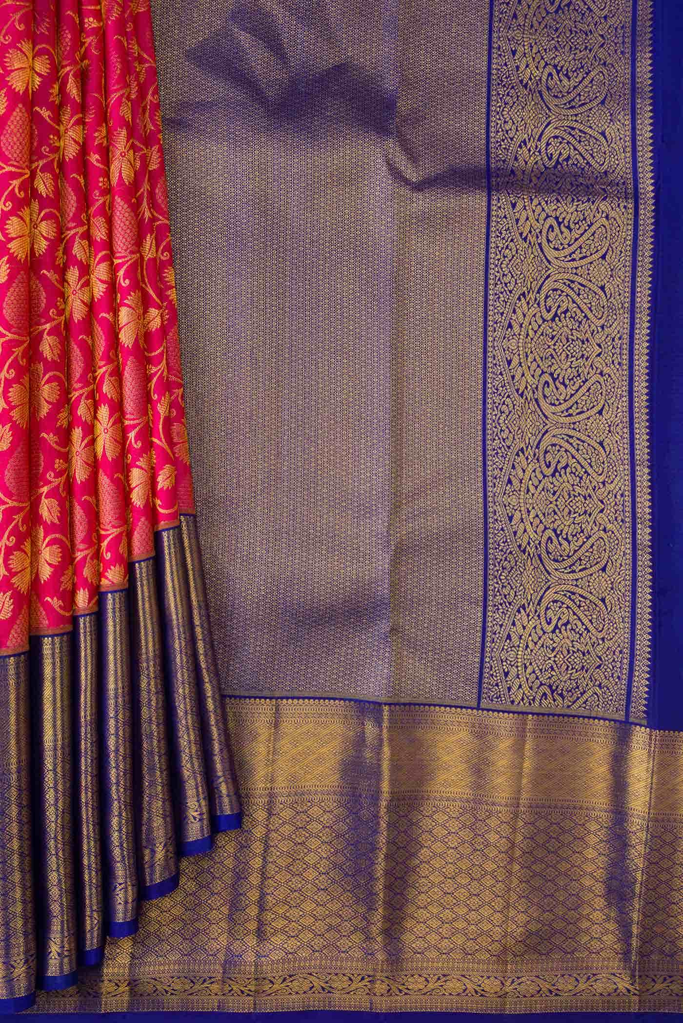 Dark Pink Dual Tone Kanchipuram Silk Saree