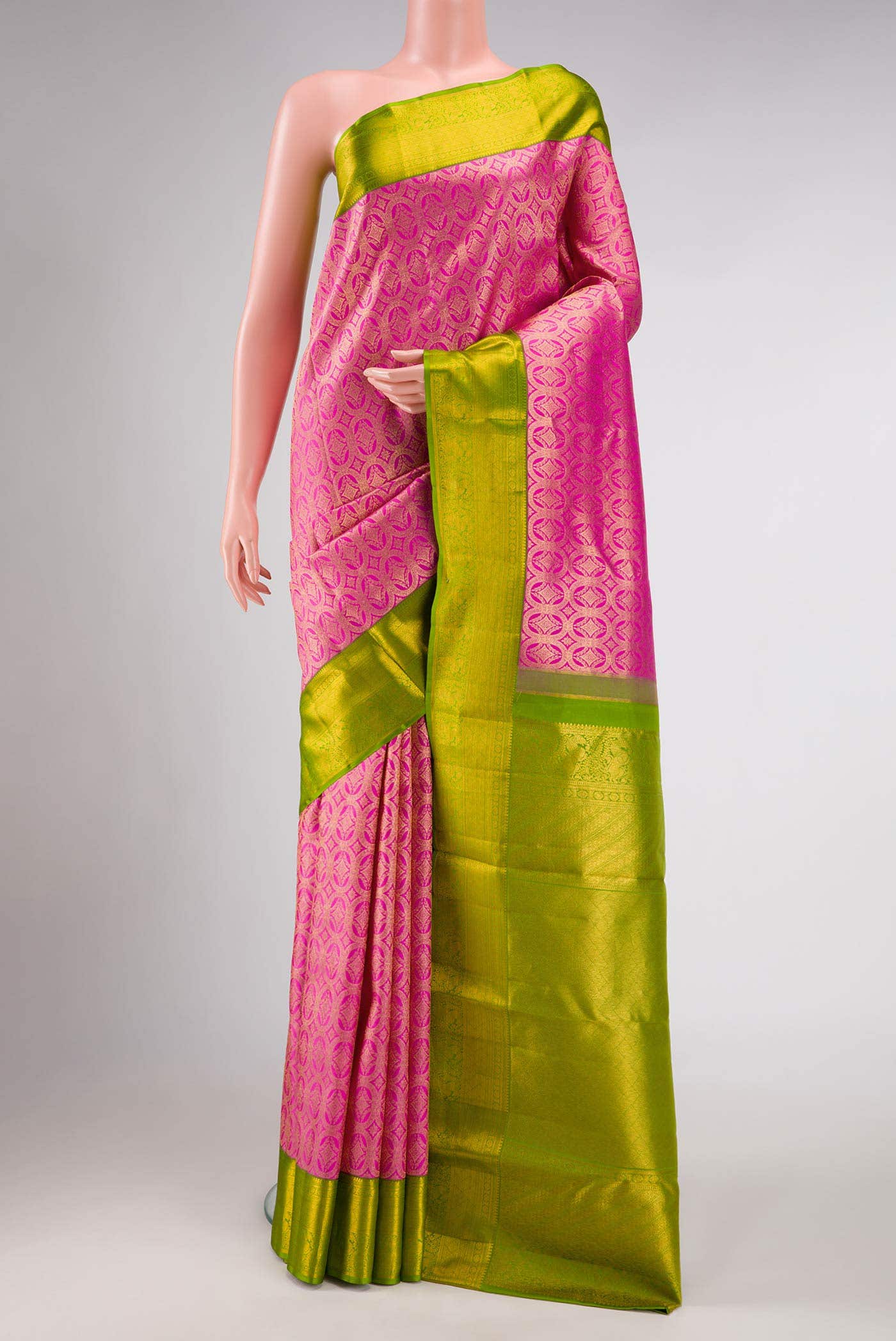Pink Dual Tone Kanchipuram Silk Saree