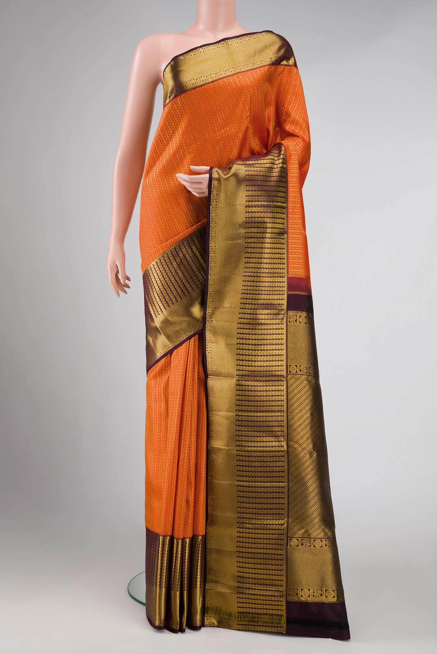 Orange Kanchipuram Silk Saree