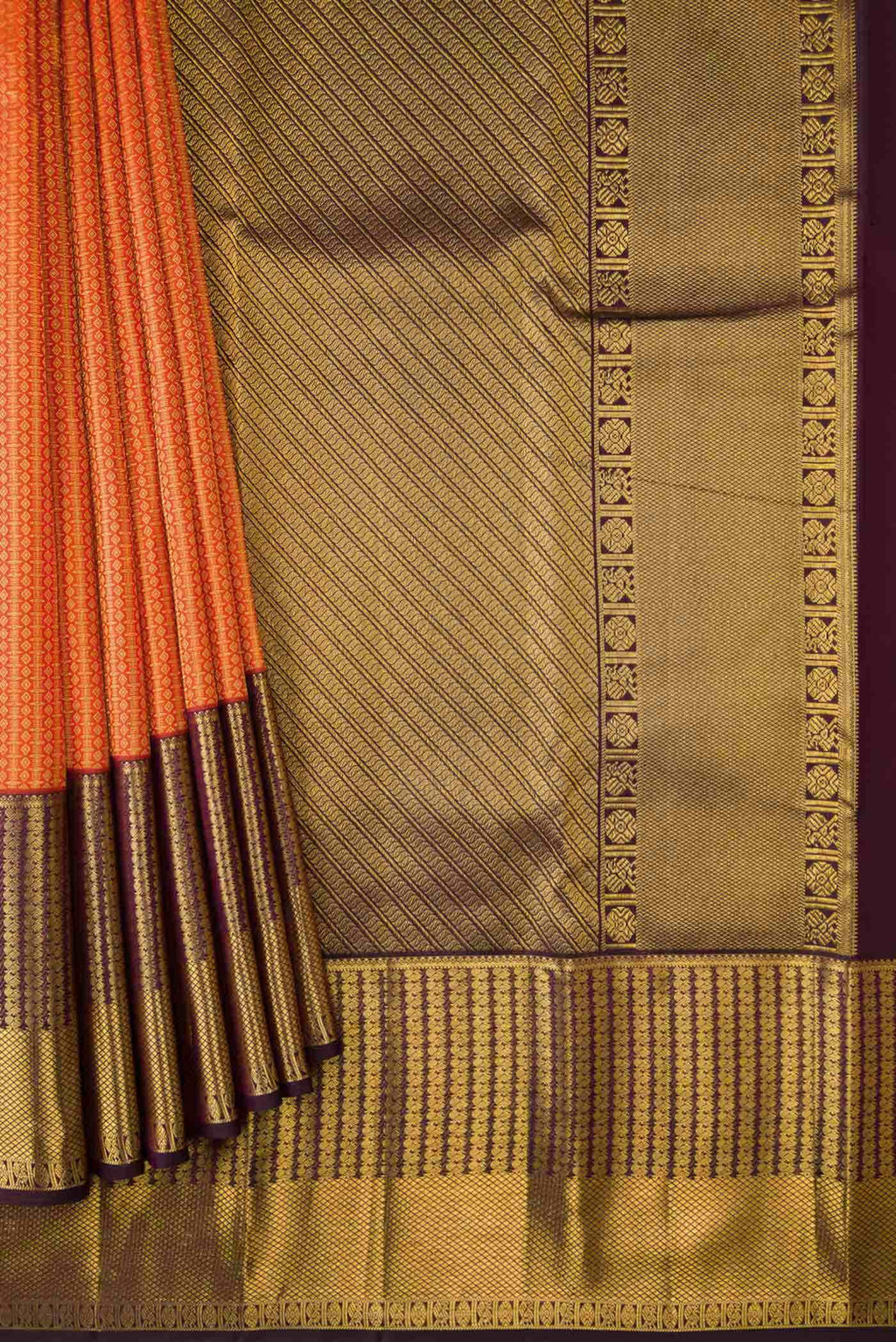 Orange Kanchipuram Silk Saree