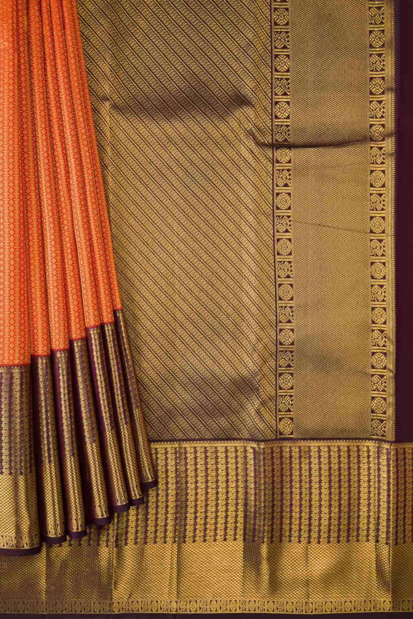 Orange Kanchipuram Silk Saree