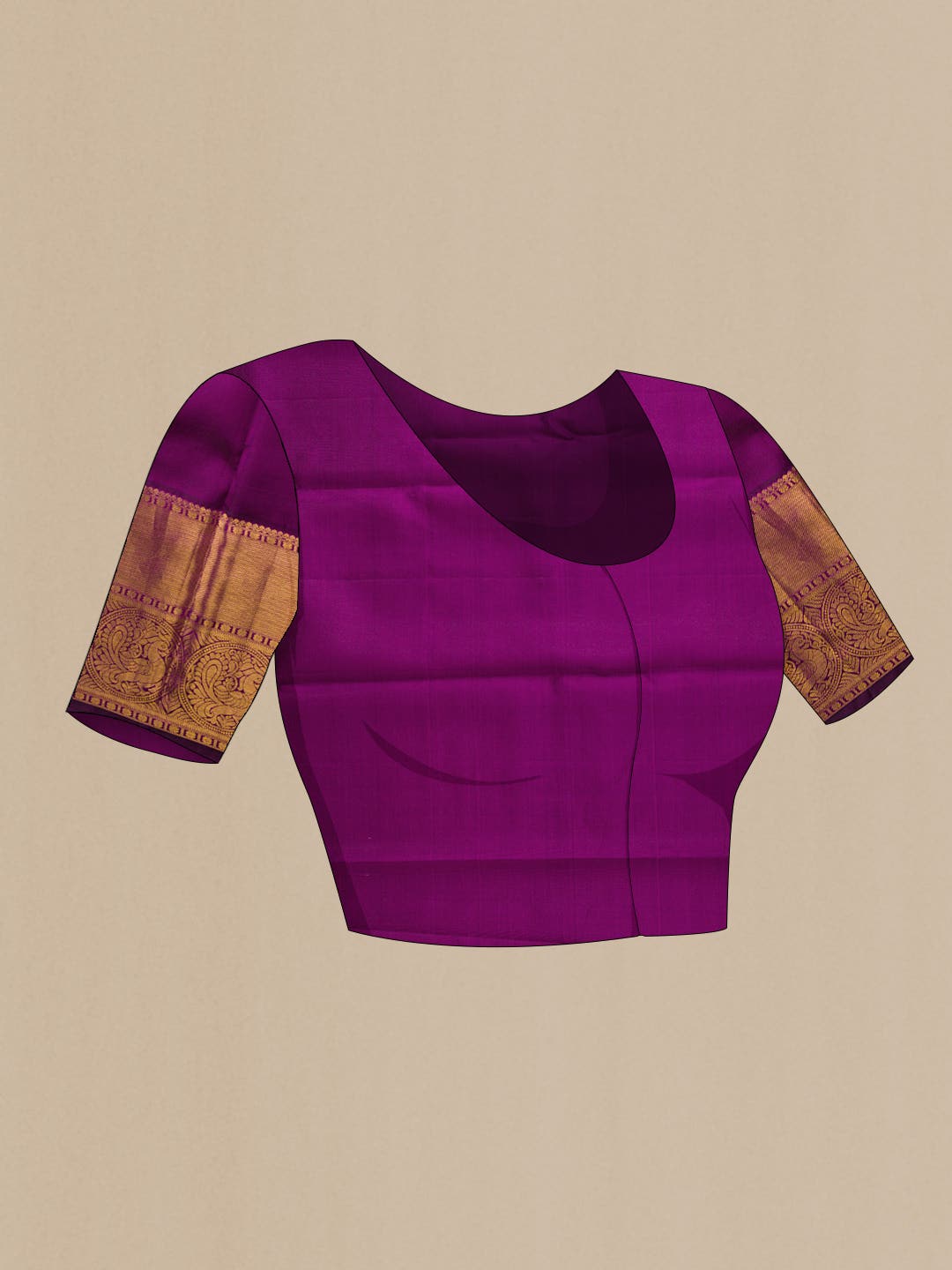 Golden Peach Kanchipuram Silk Saree