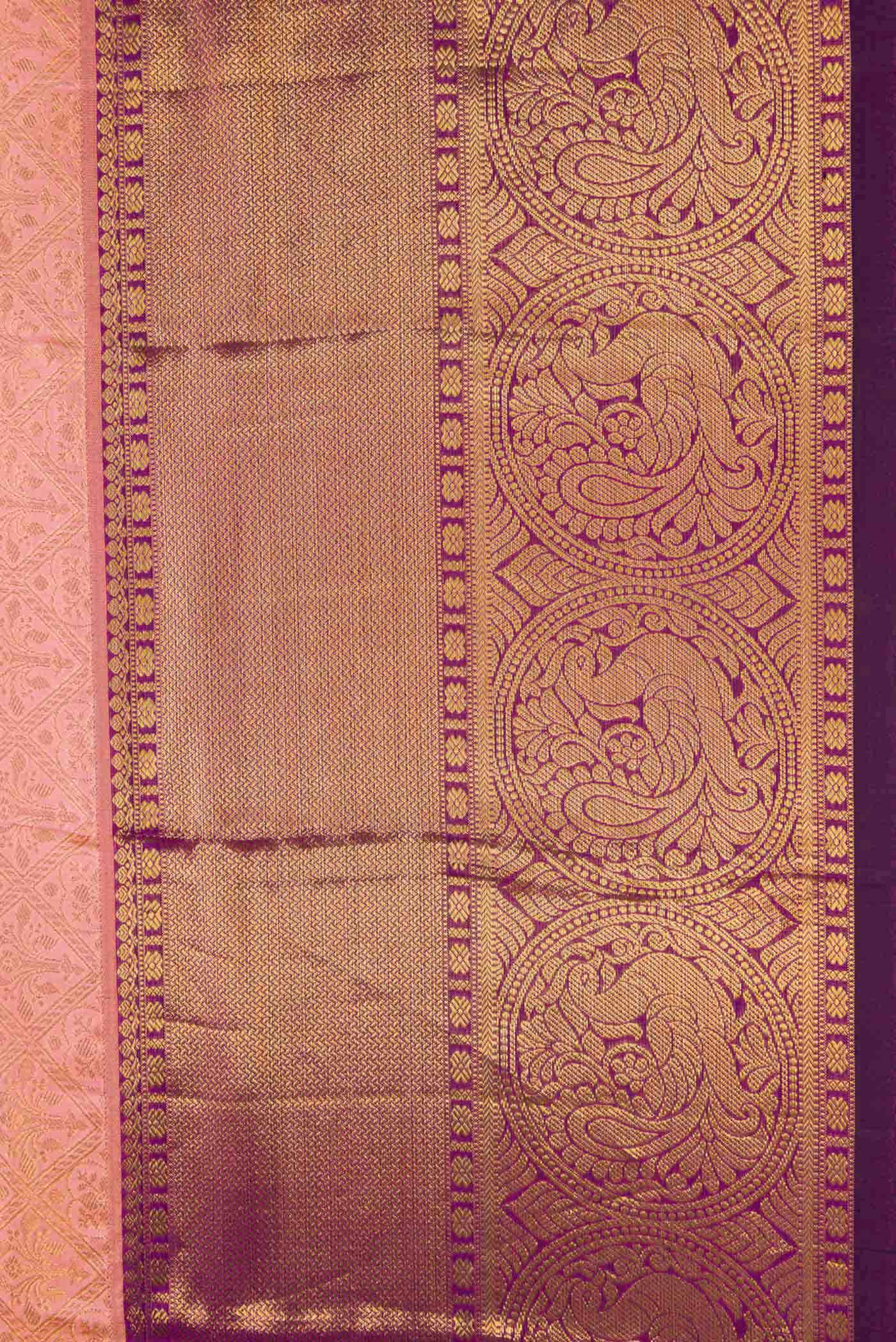 Golden Peach Kanchipuram Silk Saree